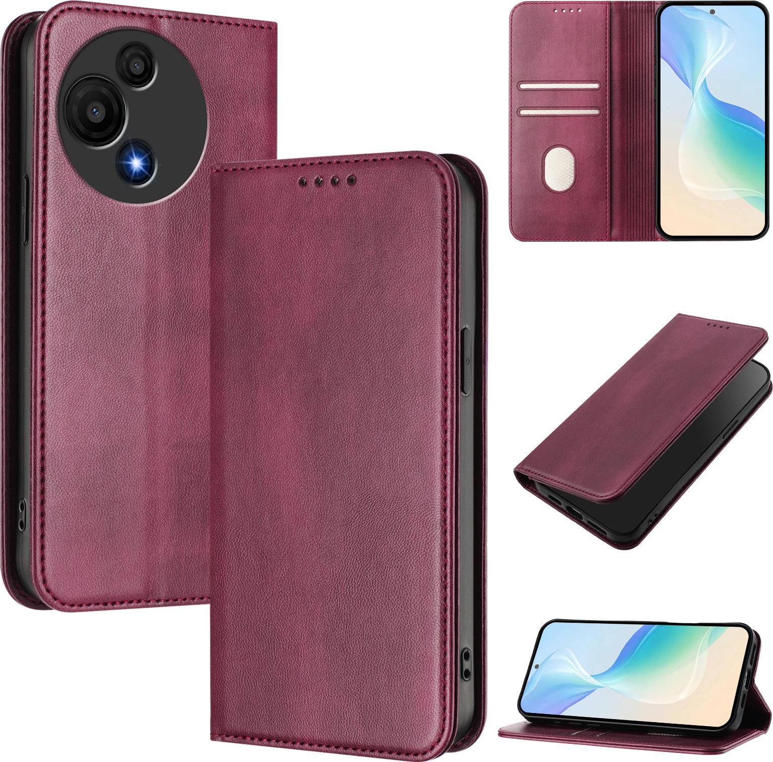Custodia Per Tcl 60 Se Nxtpaper, Custodia In Pelle Vintage Con Protezione Rfid, Slot Per Schede, Supporto Rosso