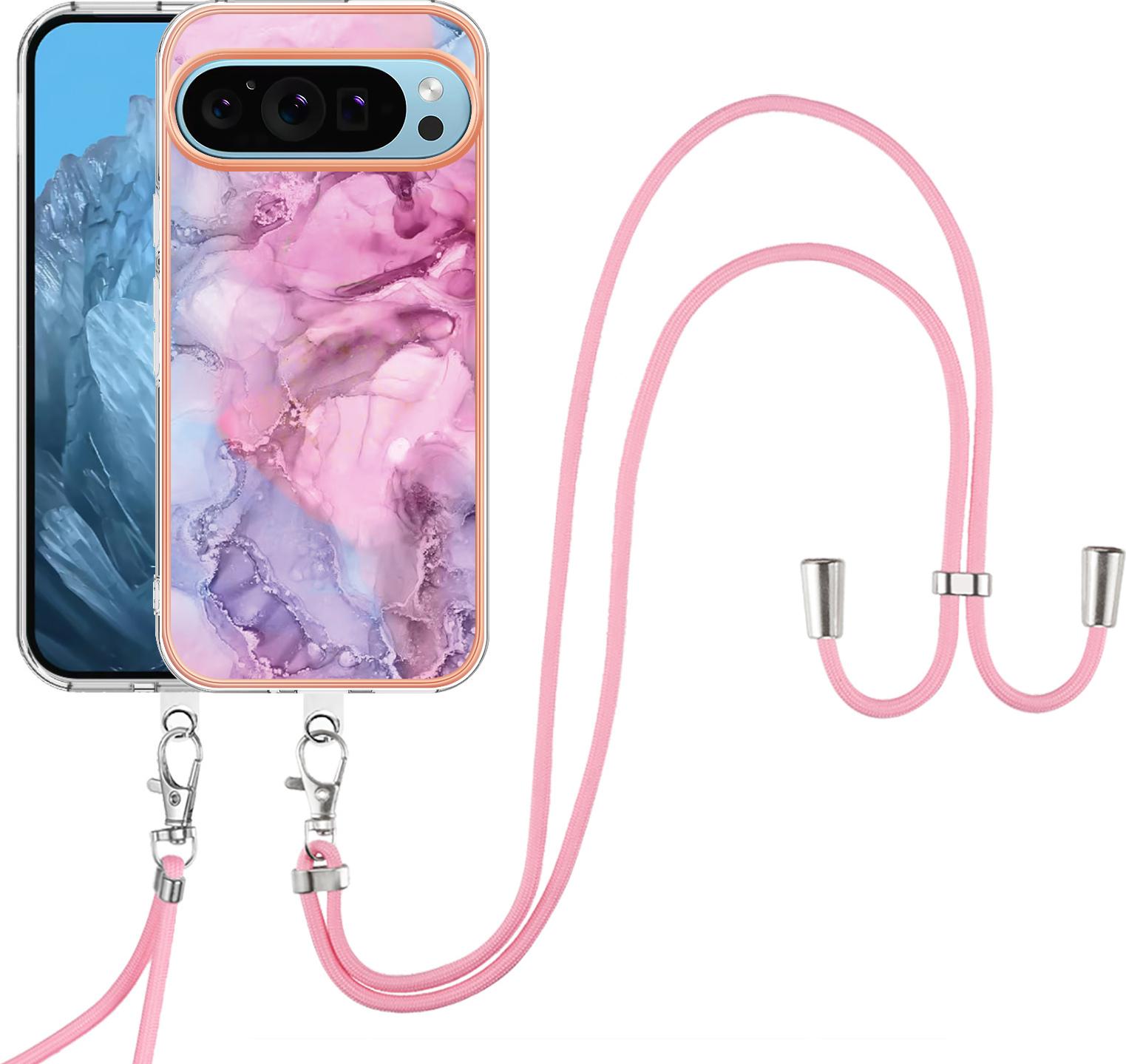 Custodia Con Cinturino Per Google Pixel 10, Bumper In Tpu A Fantasia, Custodia Protettiva Con Cinturino Regolabile Rosa