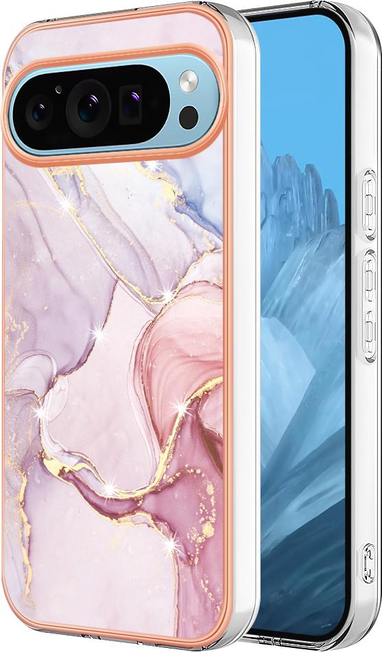 Custodia Per Google Pixel 10, Sottile Marmo Antiurto Morbido Tpu Custodia Paraurti Oro Rosa