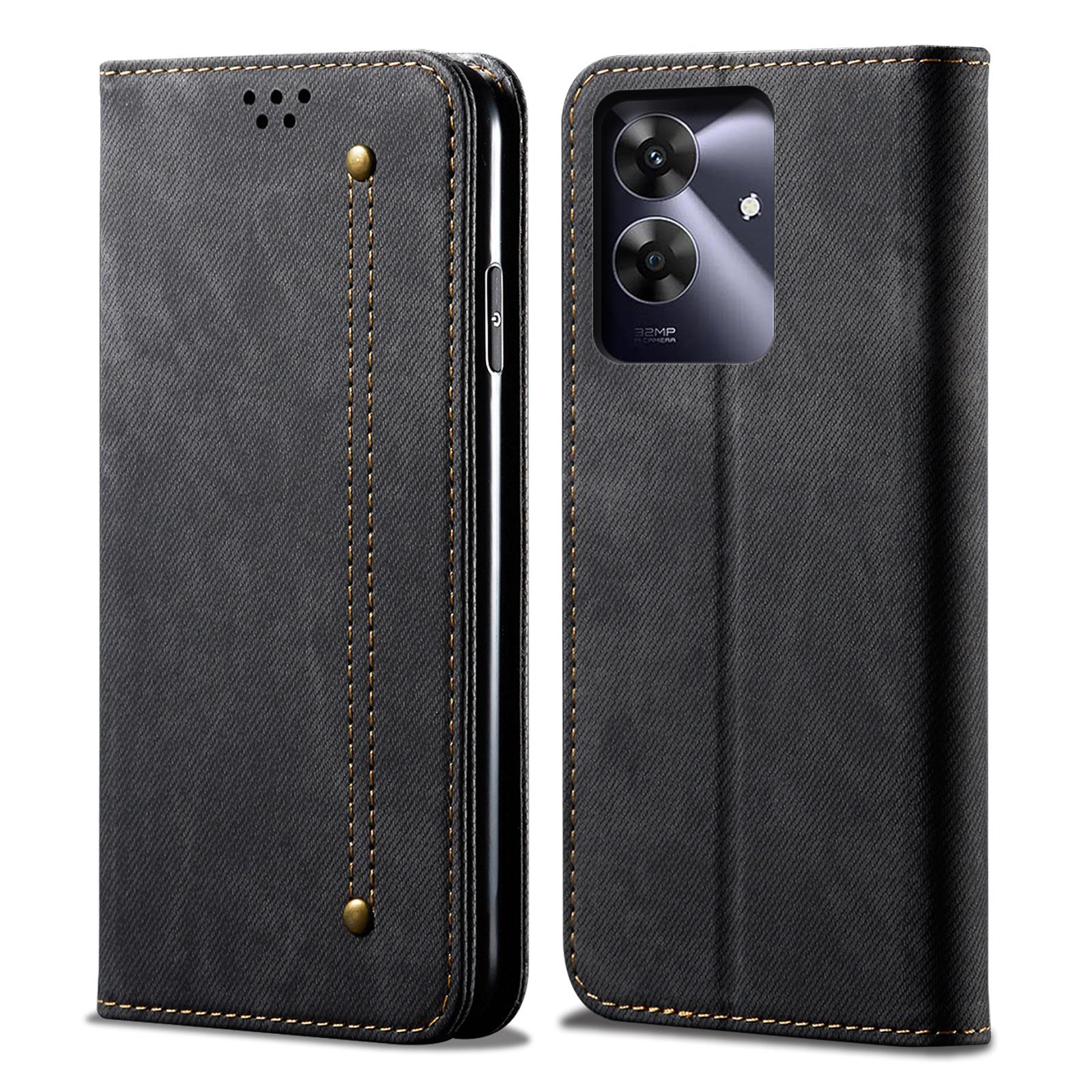 Custodia Per Realme Note 60, Custodia A Portafoglio In Pelle Con Chiusura Magnetica E Supporto Nero