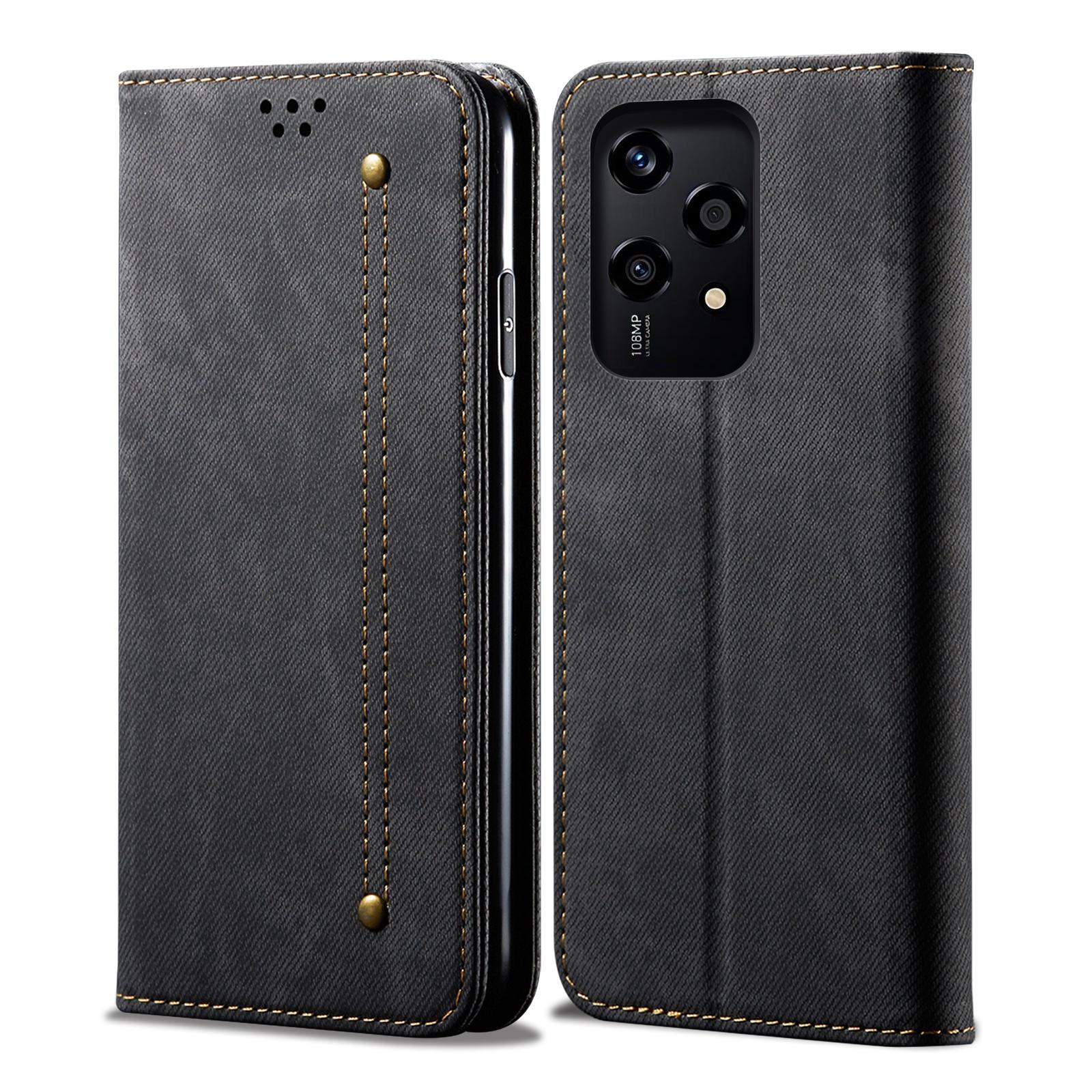 Custodia Per Honor 200 Lite, Custodia A Portafoglio In Pelle Con Chiusura Magnetica E Supporto Nero