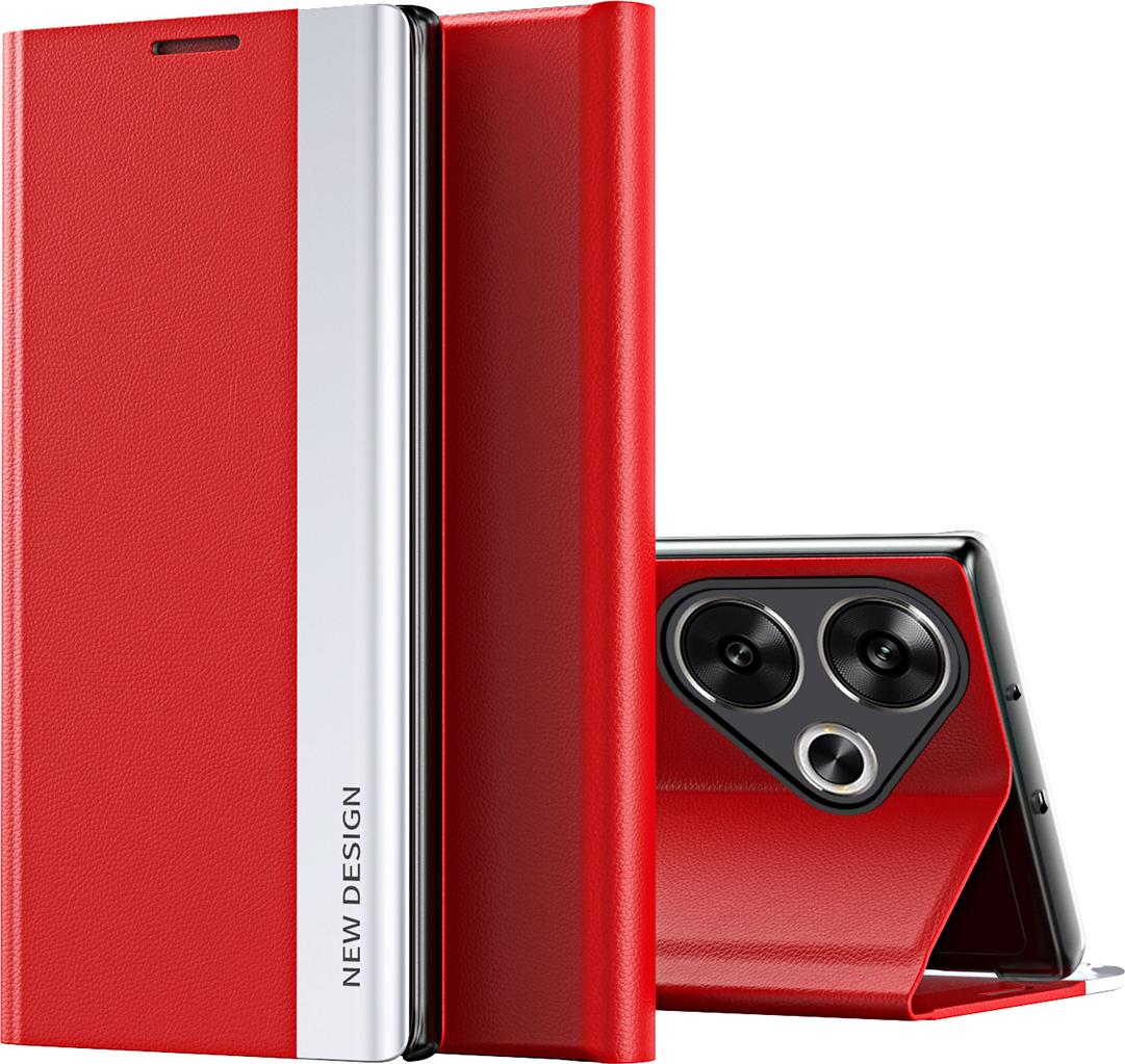 Custodia Per Xiaomi Poco F6 /Redmi Turbo 3, Custodia Magnetica In Finto Cuoio Con Funzione Stand Rosso