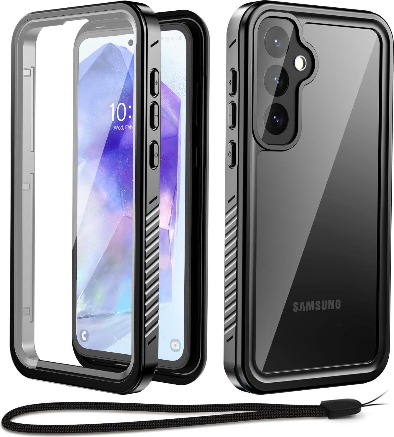 Custodia Impermeabile Per Samsung Galaxy A55, Custodia Impermeabile IP68 Per Telefoni Cellulari, Custodia Protettiva Antiurto Antipolvere A 360 Gradi Con Protezione Dello Schermo, Nero