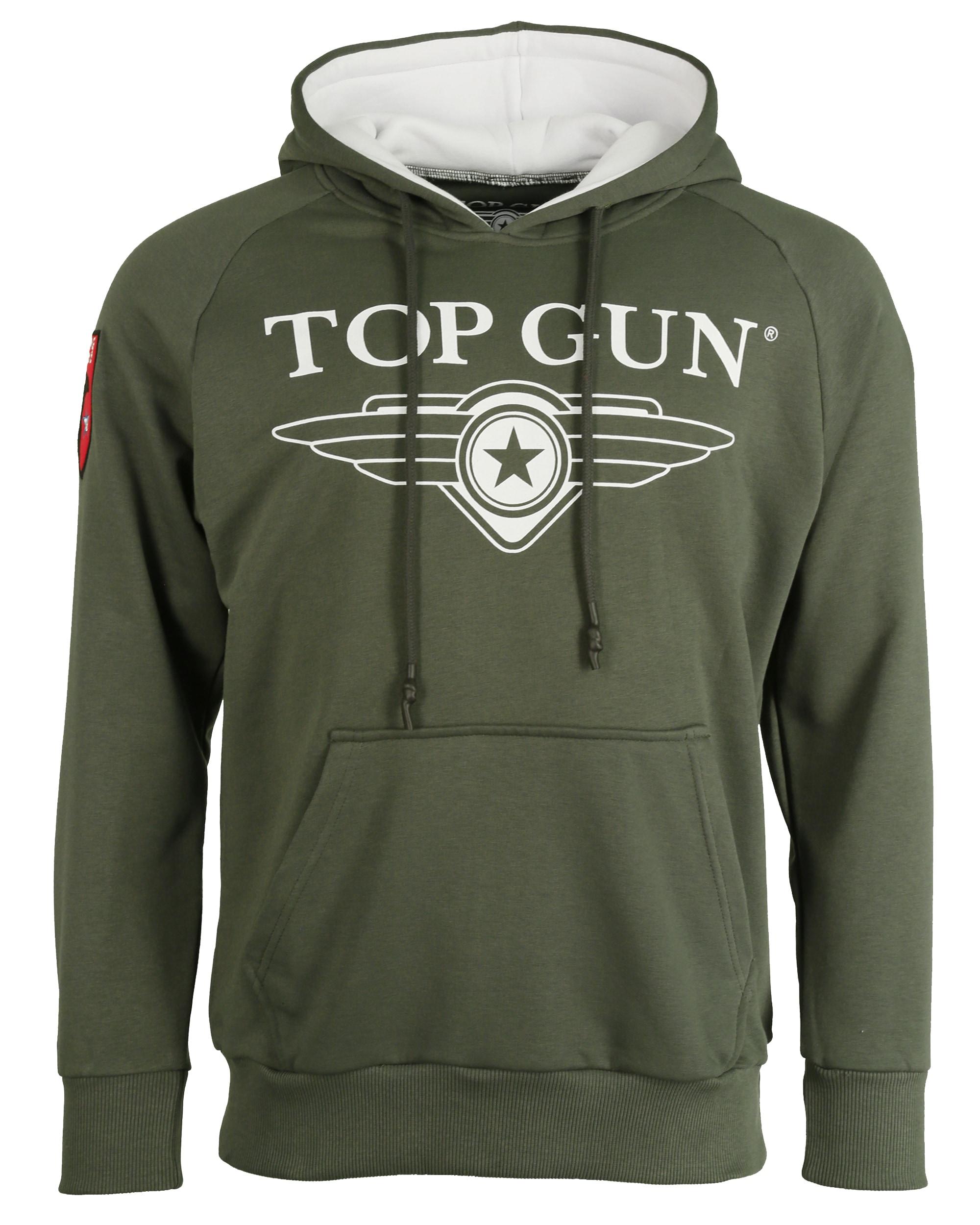 Kapuzenpullover Top Gun "TG20201043", Herren, Gr. 50M, GrüN (Olive), Obermaterial: 65% Baumwolle, 35% Polyester, Pullover Sweatshirt Hoodie