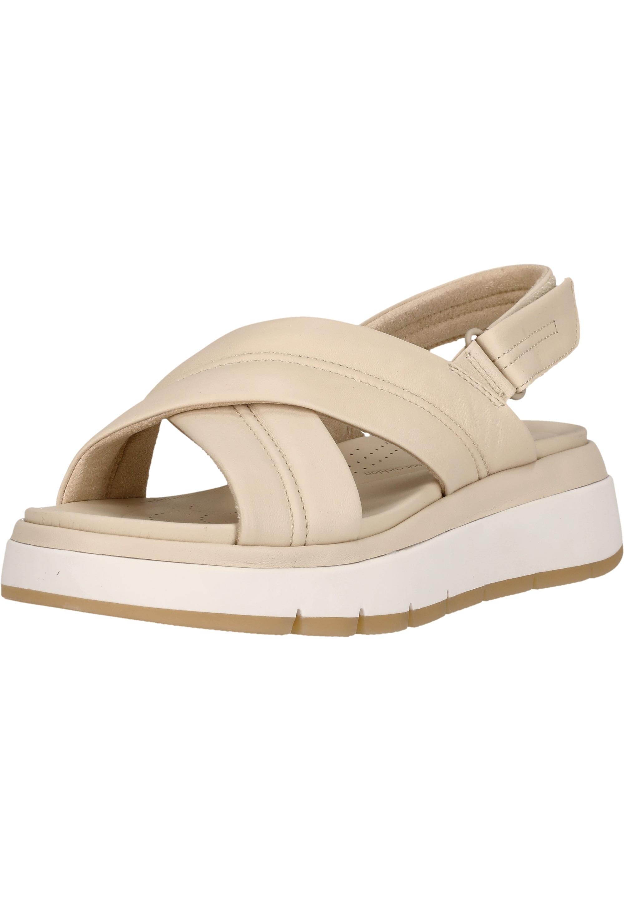Sandale Clarks "Tuscan", Damen, Gr. 39,5, Weiß, Leder, Schuhe Sandale, Mit Besonders Flexibler Und Leichter Sohle