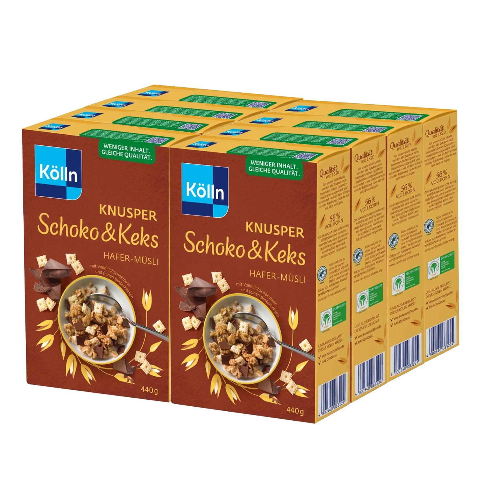 Kölln Knusper Schoko & Keks Müsli 440 g, 8er Pack