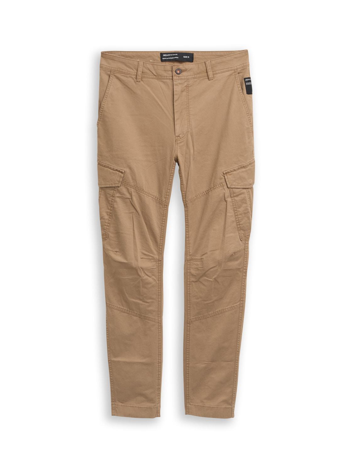 Tom Tailor Denim Herren Regular Tapered Cargo Hose, Braun, Uni, Gr. M