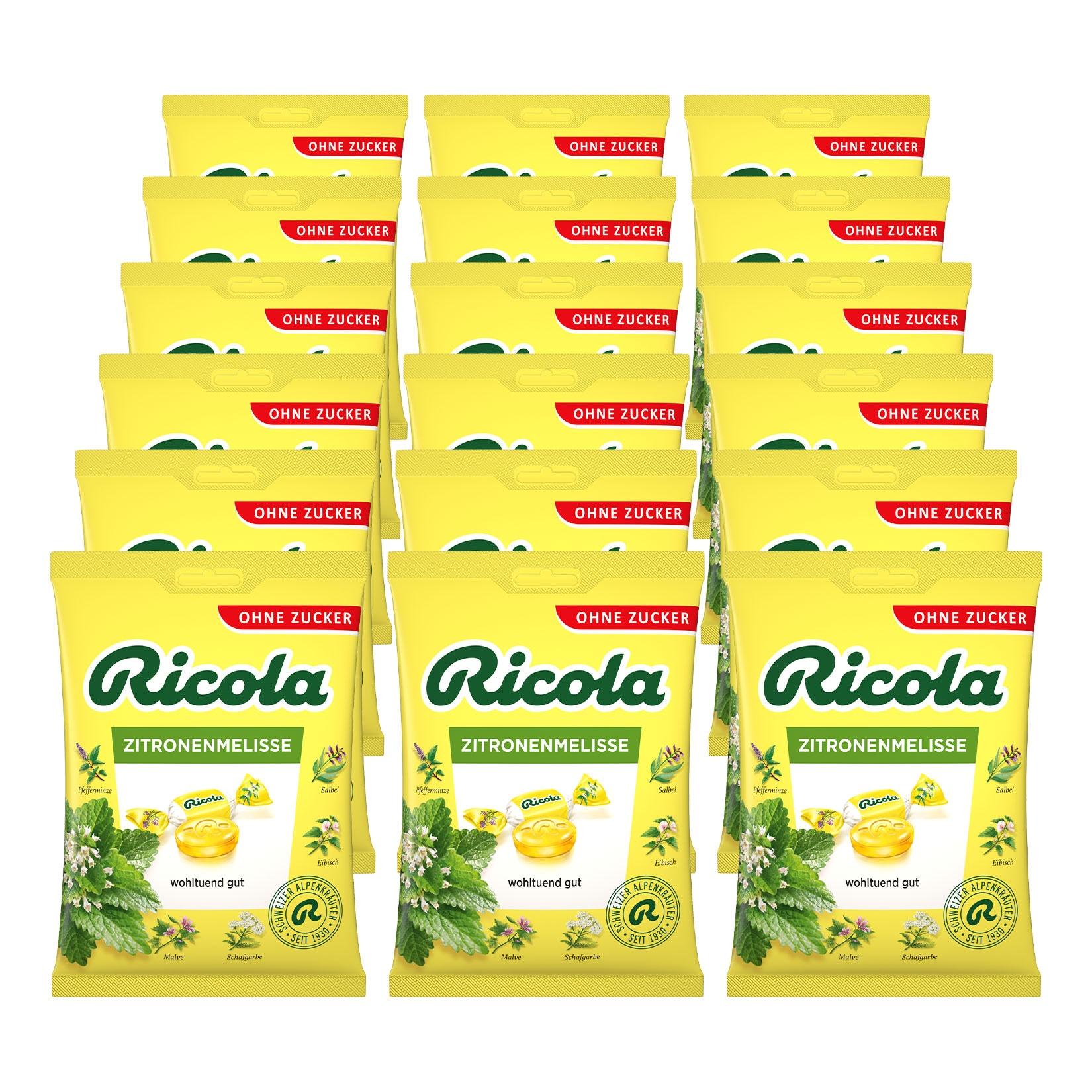 Ricola Bonbons Zitronenmelisse ohne Zucker 75 g, 18er Pack