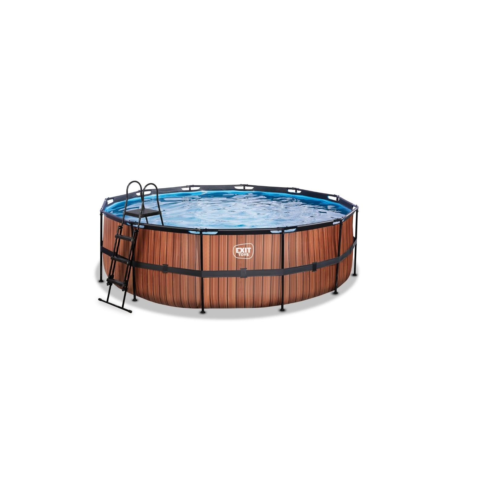 EXIT Wood Pool ø450x122cm mit Filterpumpe - braun