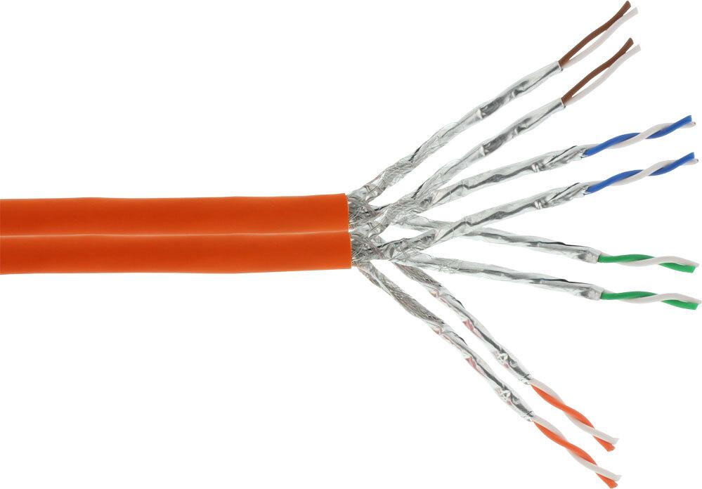 Inline® 77100I Cavo D'installazione Duplex Cat.7A, S/Ftp (Pimf), 2X 4X2X0,58 AWG23, 1200Mhz, Senza Alogeni, Arancione, 100M