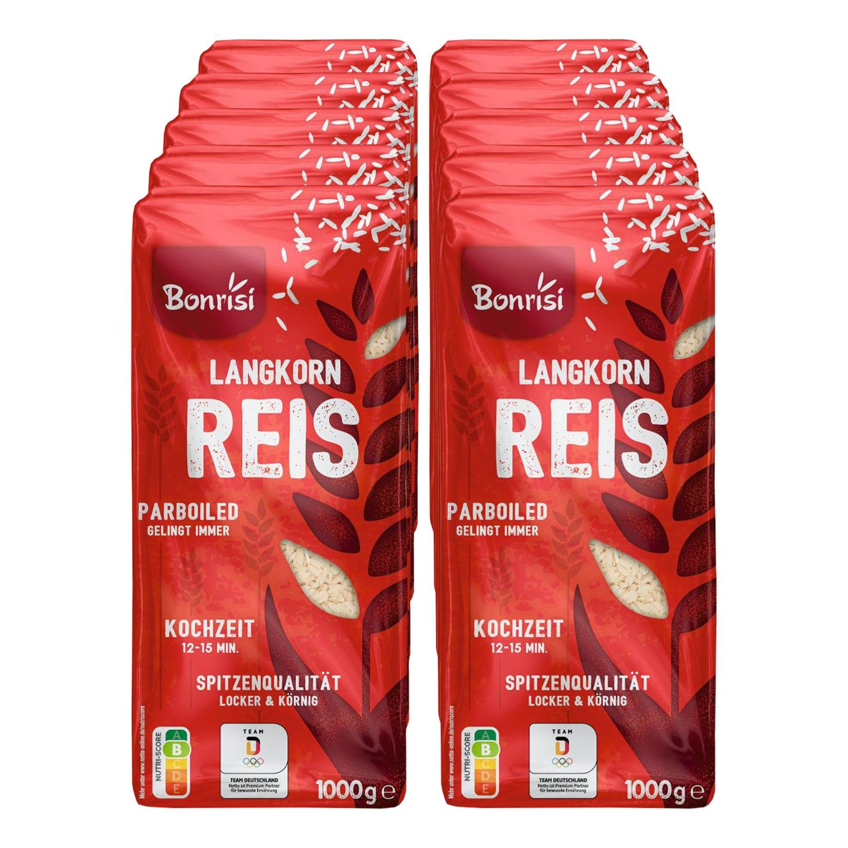 Bonrisi Parboiled Langkornreis lose 1kg, 10er Pack