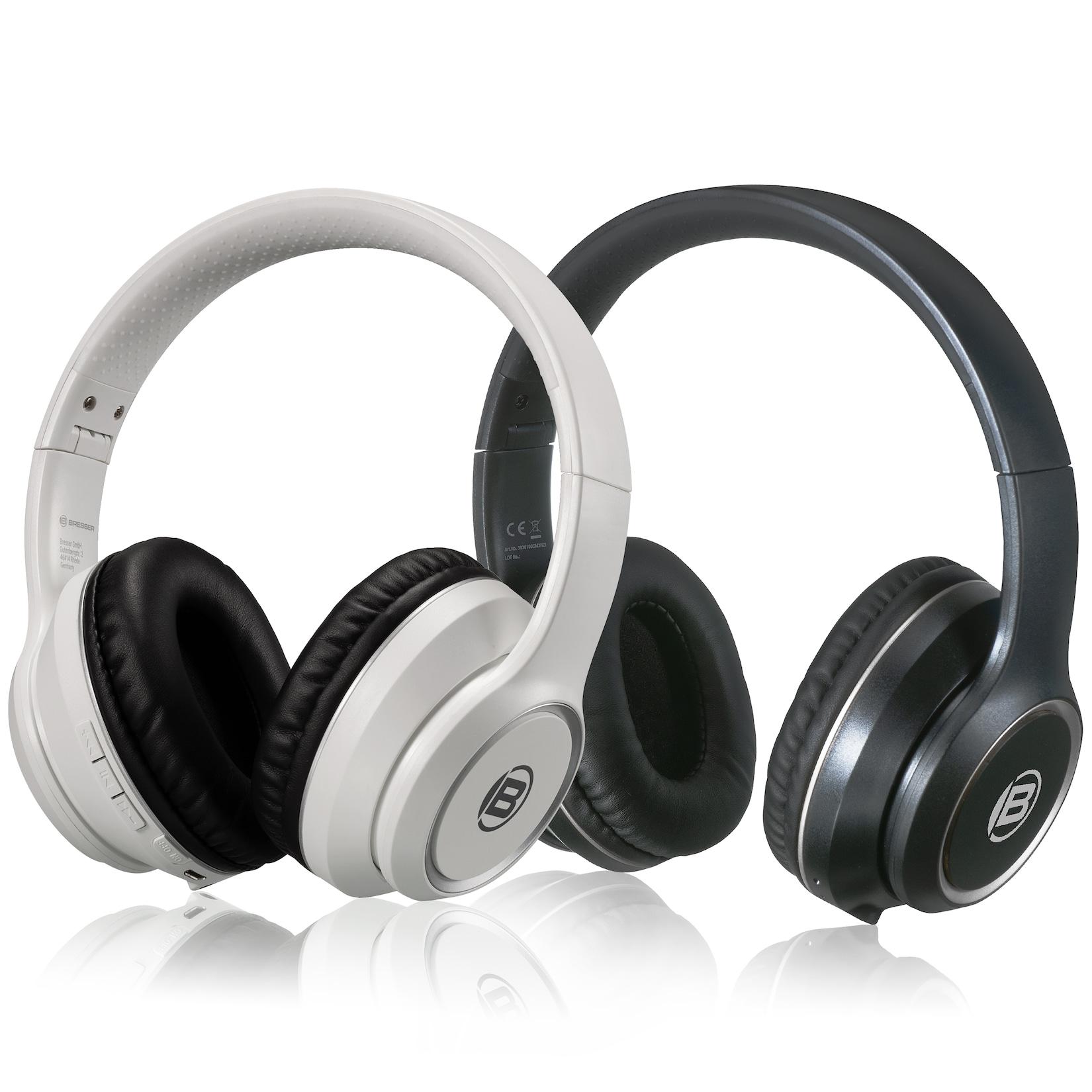 BRESSER Bluetooth Over-Ear-Kopfhörer Farbe: weiss, Farbe 2: silber