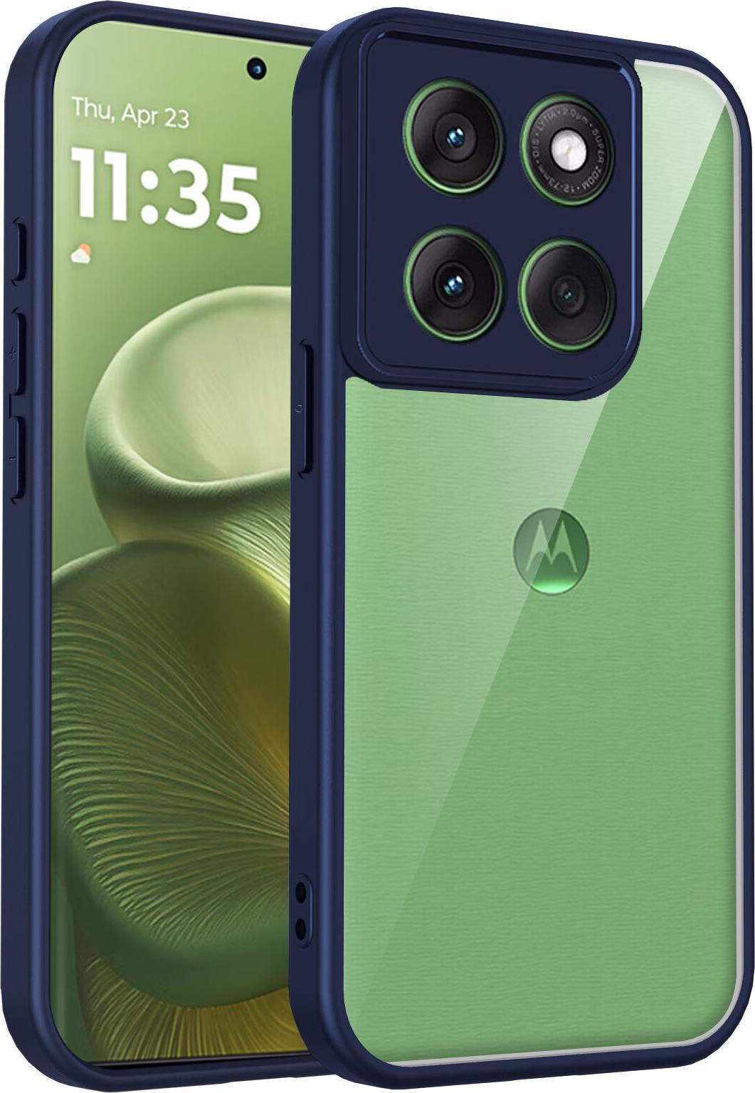 Custodia Per Motorola Moto G86 Cover Posteriore Trasparente Con Cornice In Tpu, Antiurto Blu