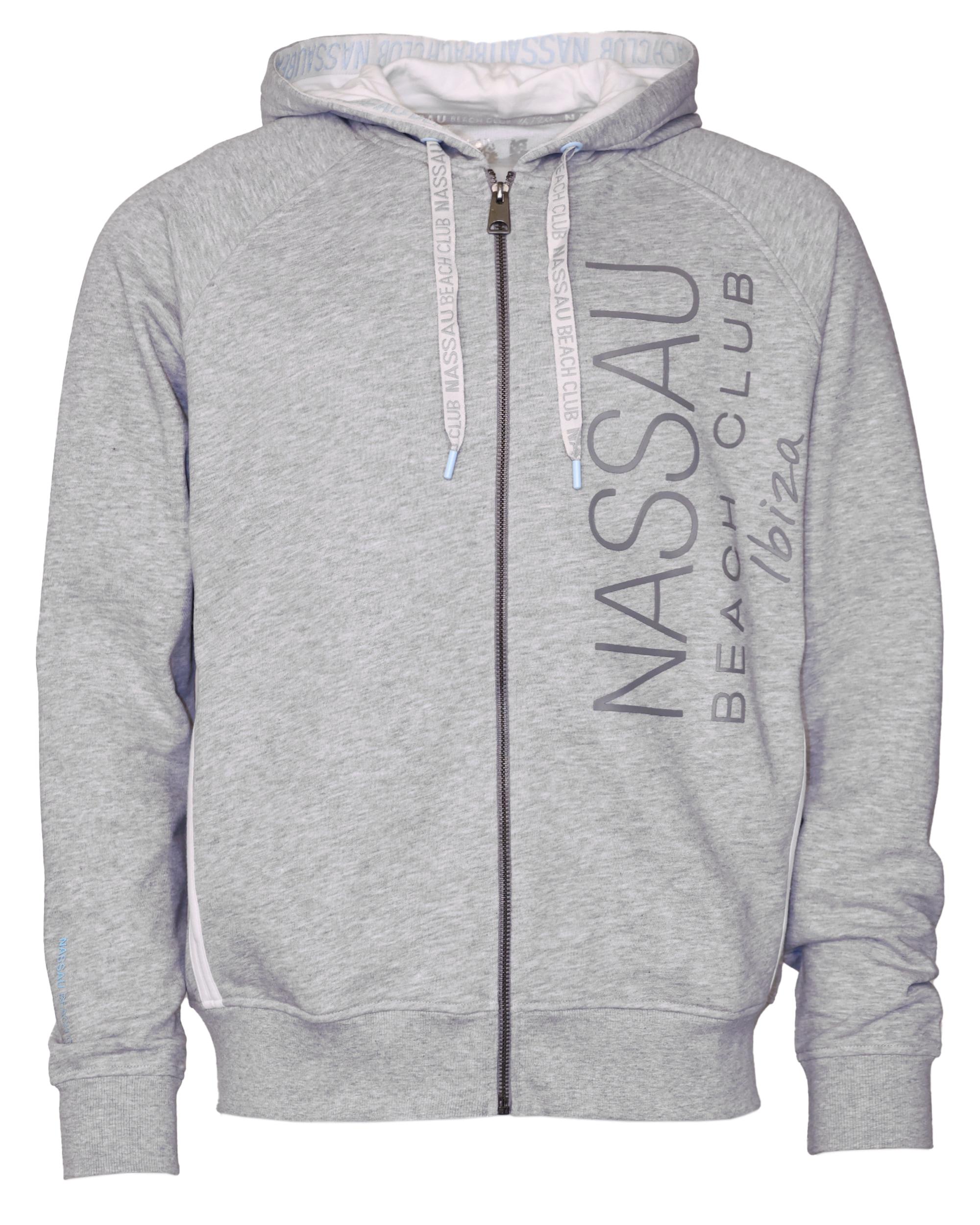 Sweatjacke Nassau Beach "NB22008", Herren, Gr. 48S, Grau (Grau Melange), 90% Baumwolle, 10% Viskose, Sweatjacken Sweatjacke