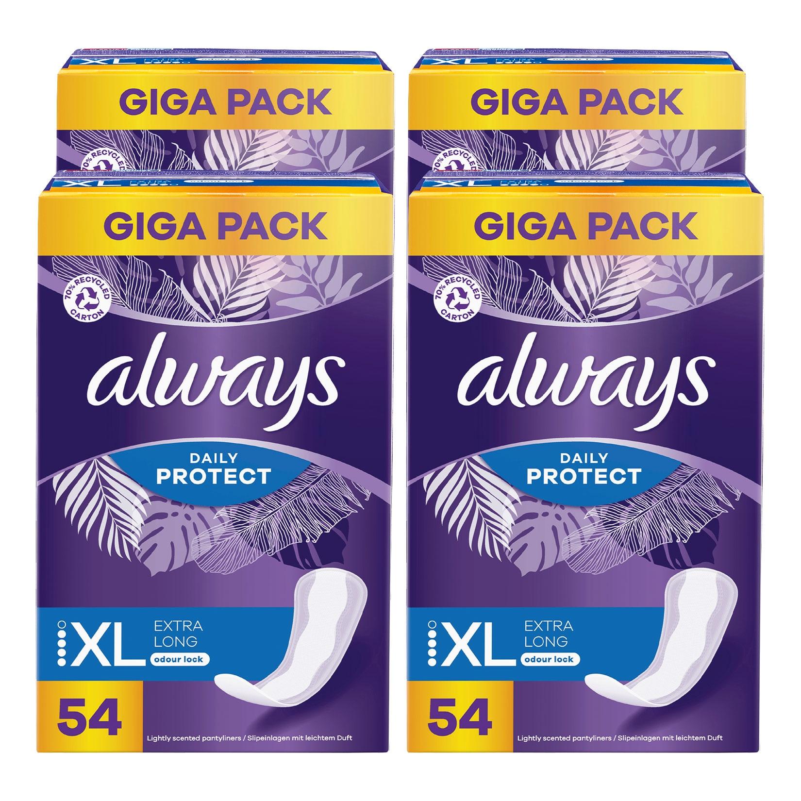 Always Slipeinlagen Daily Protect GigaPack Extra LongPlus 54 Stück, 4er Pack