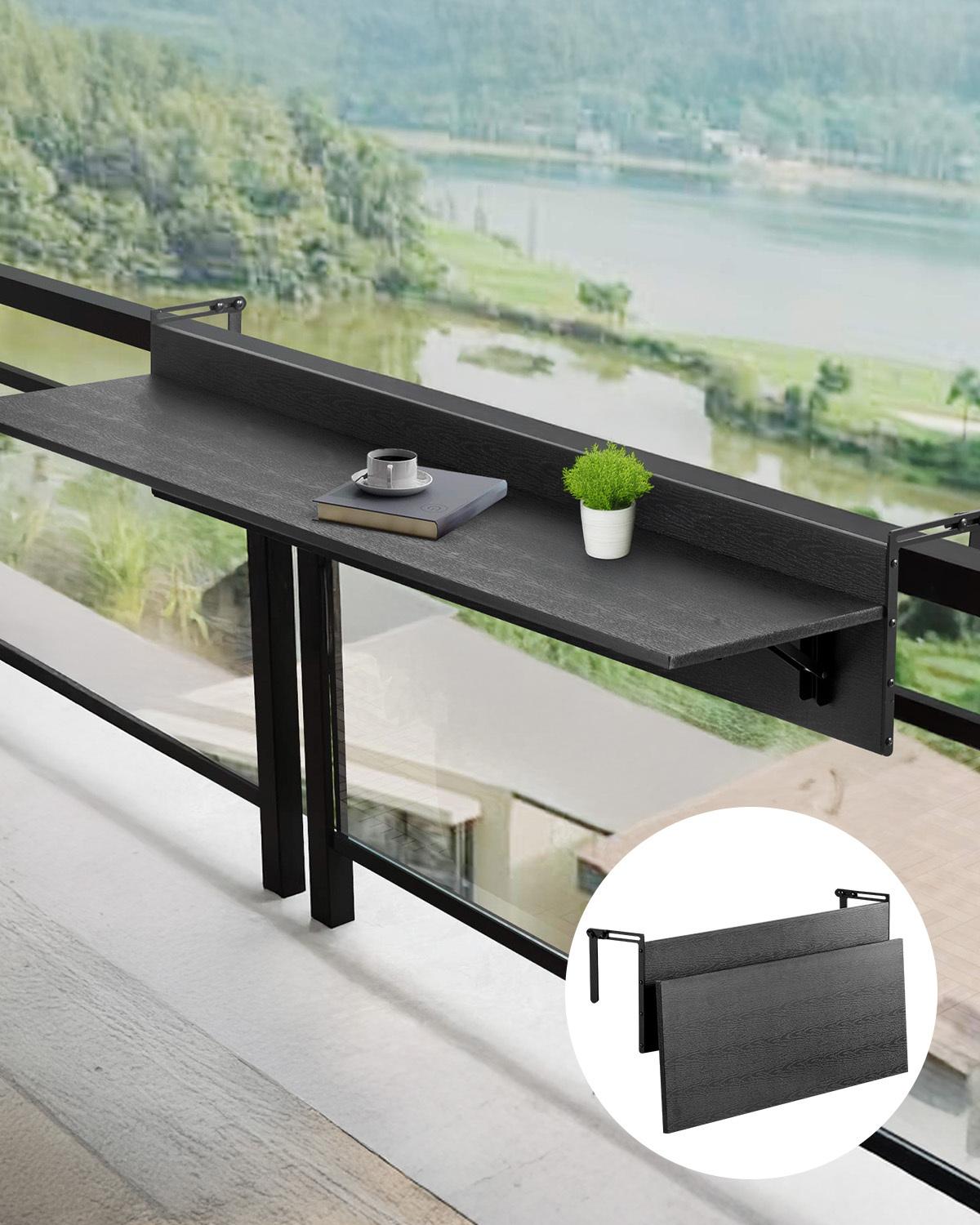 Tavolo Da Balcone Vevor 800X300 Mm Pieghevole Tavolo Pieghevole Per Esterni Portata 22 Kg Adatto A Ringhiere Da 2,54 A 15 Cm Tavolo Di Servizio Per Terrazze E Ponti