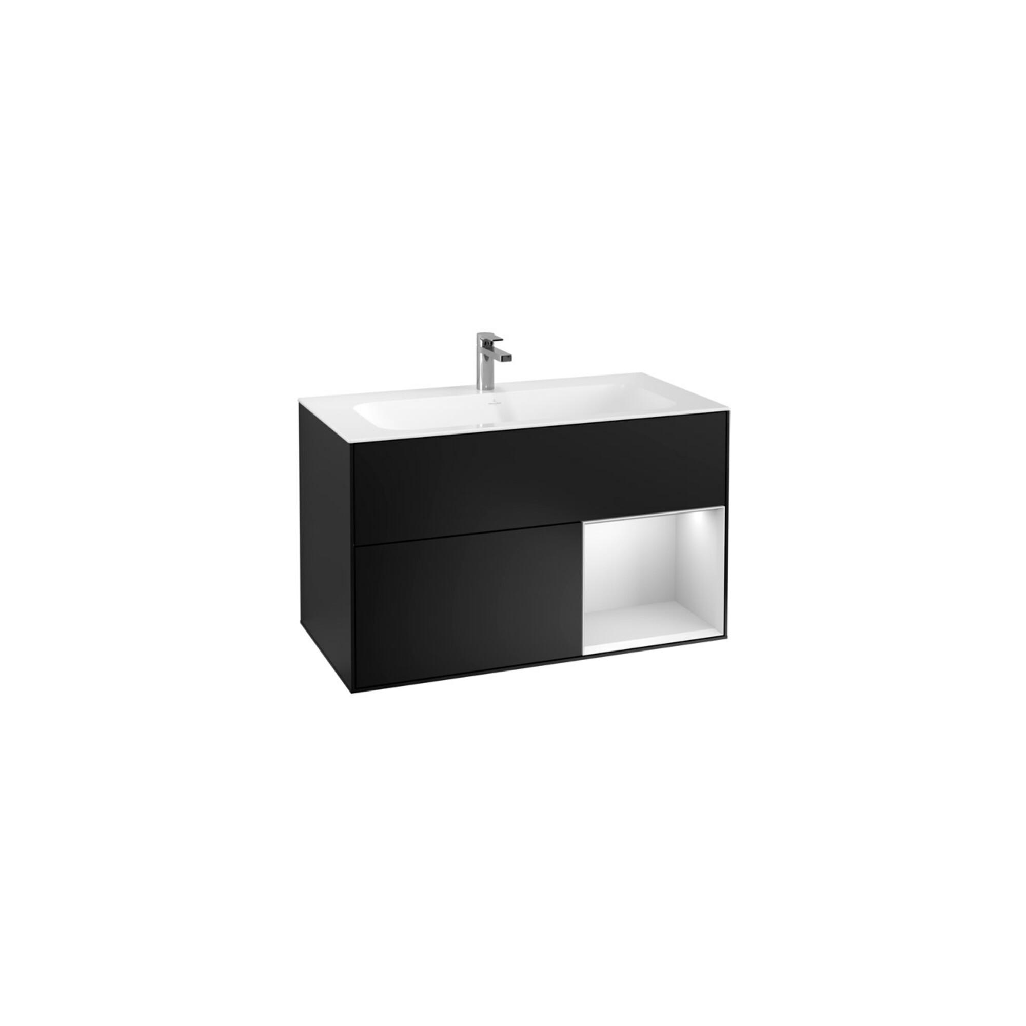 V&B Waschtischunterschrank Finion Reg Re Wh. M Lacquer, Black Matt Lacquer ; Villeroy & Boch (F040MTPD)