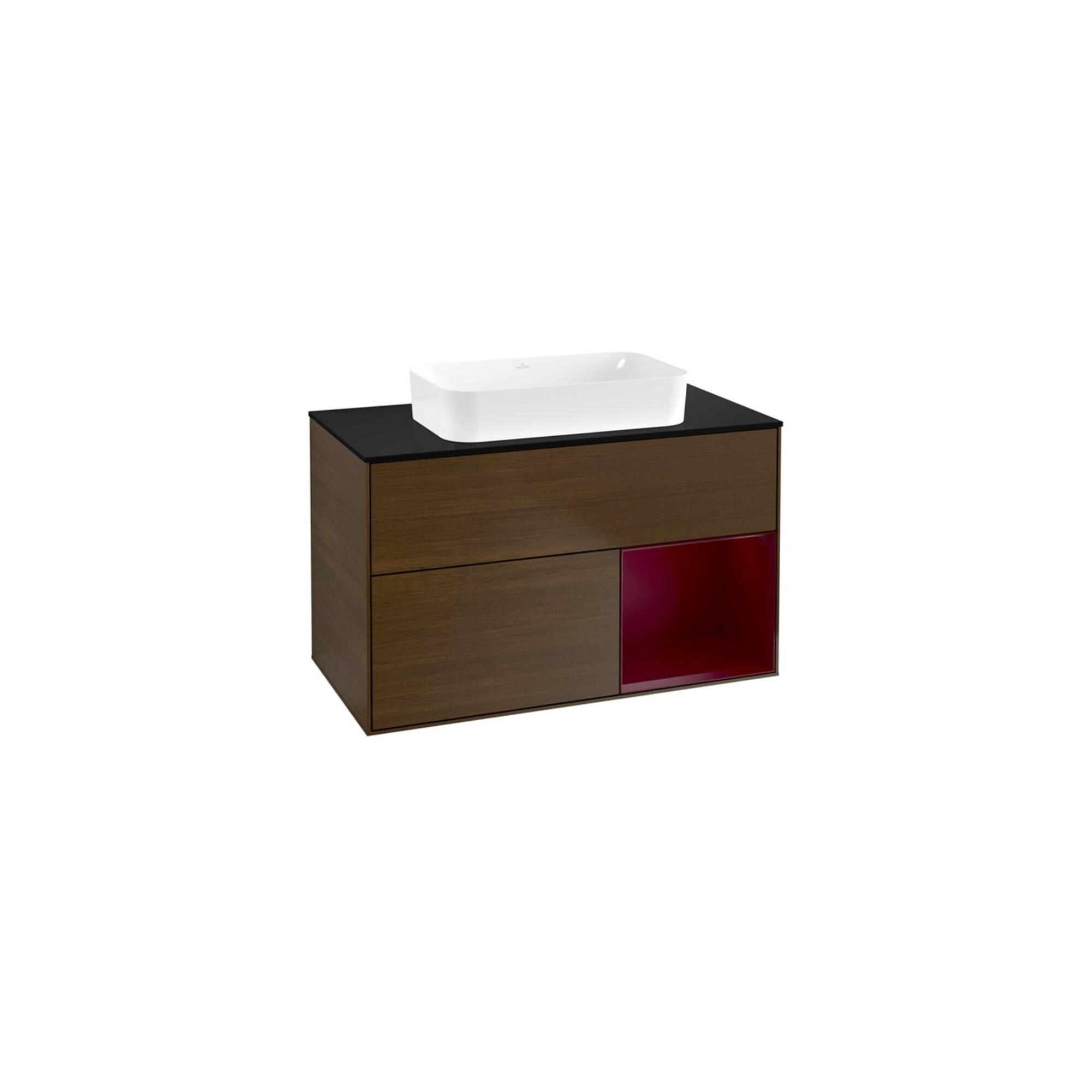 V&B Waschtischunterschrank Finion 100X60,3 Cm, Reg Re Peony, Walnut Veneer ; Villeroy & Boch (F662HBGN)