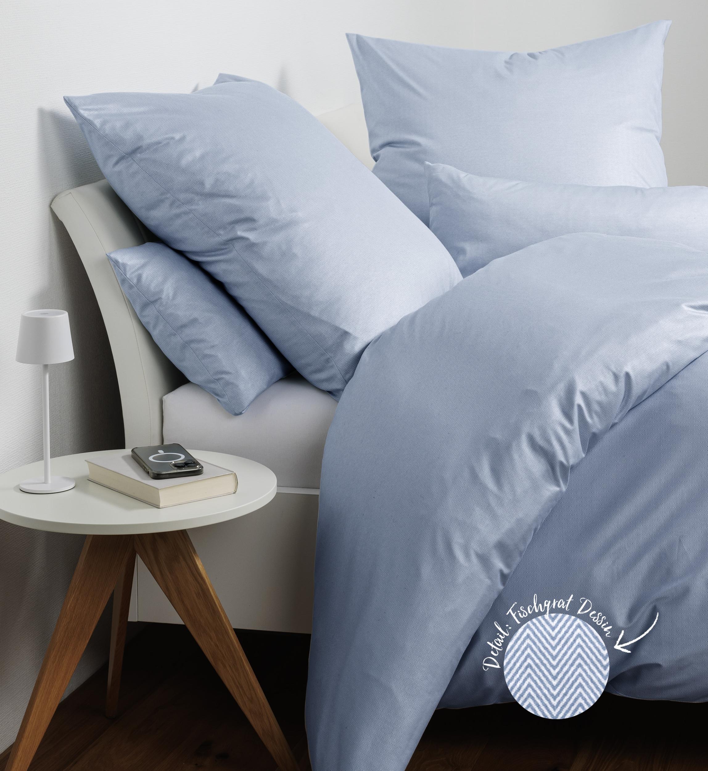 BettwäSche Janine "Interlock-Jersey59000 3", Blau (Perlblau), B/L: 155Cm X 220Cm, 1 Stk., 1 Stk., Interlock-Jersey, B/L: 80Cm X 80Cm, Interlock-Jersey, Obermaterial: 100% Baumwolle, BettwäSche, BettwäSche, Mit Reissverschluss