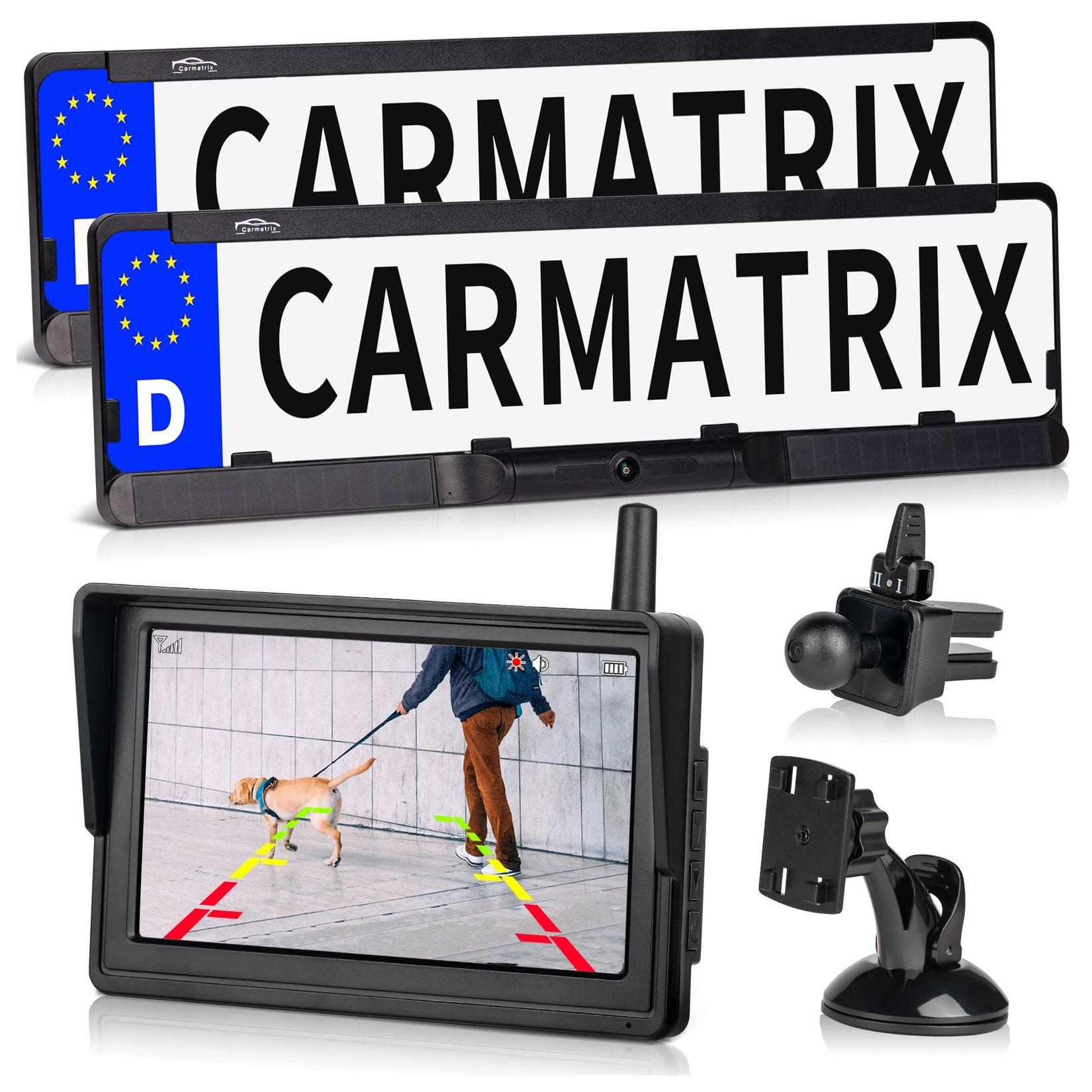 CARMATRIX DUO HD Solar Funk Rückfahrkamera mit 5"" Monitor Rückfahrsystem für Front und Heck