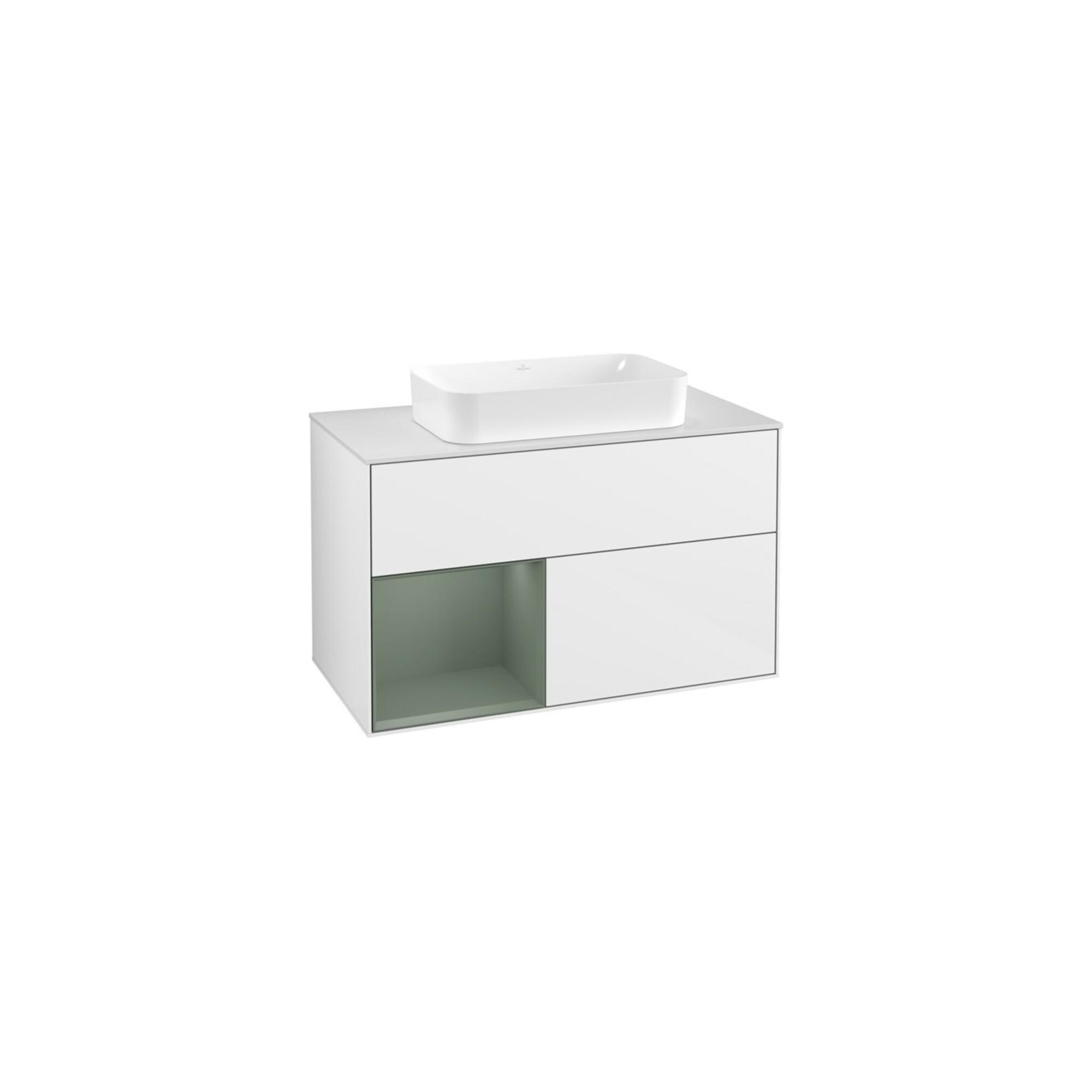 V&B Waschtischunterschrank Wandbeleuchtung Finion 100, Pl W M, Rg L Ol M Lac, Glo Wh. Lac ; Villeroy & Boch (G241GMGF)