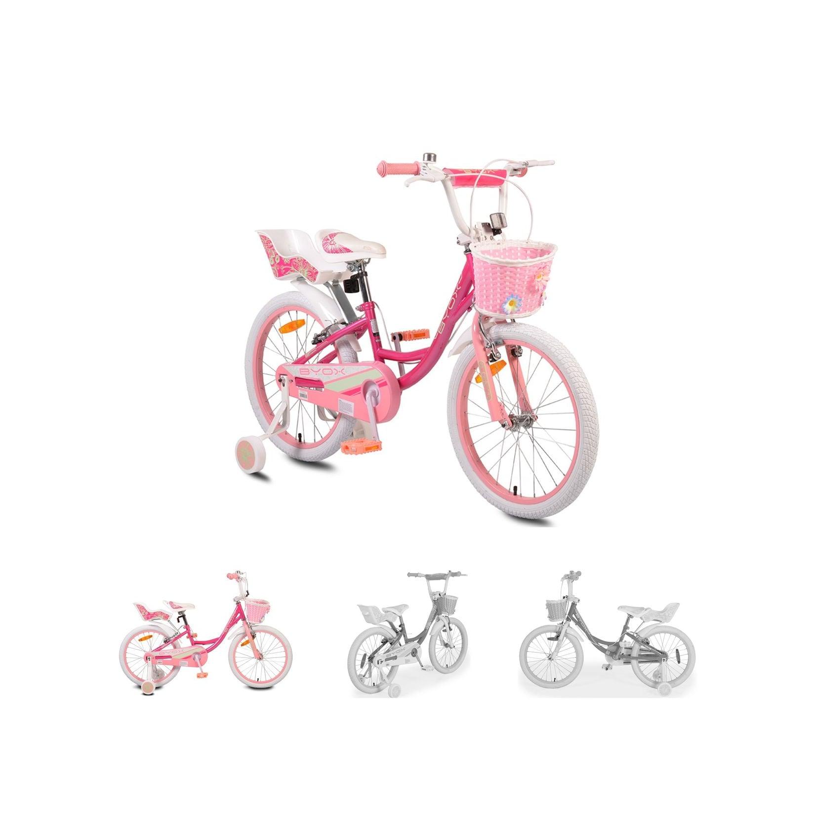 Byox Kinderfahrrad 20 Zoll Fashion Girl, Stützräder, Korb am Lenker, Puppensitz pink