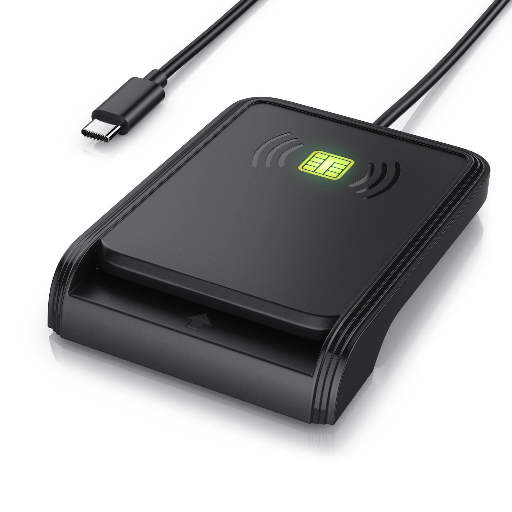 CSL USB Chipkartenleser mit NFC SmartCard Reader SIM Kartenlesegerät kompatibel mit Windows 10 und 11 für neuen Personalausweis und Gesundheitskarte nicht für ePA oder Bankkarten