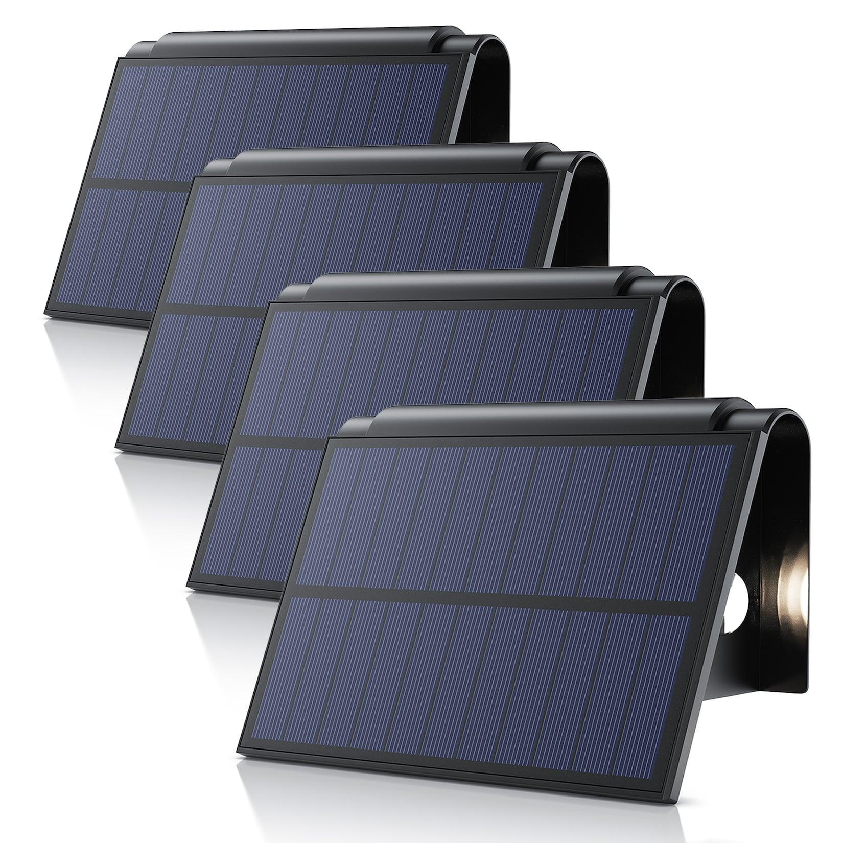 BEARWARE 4x LED Solarleuchte Solar Wandleuchte für außen mit Akku & ohne Stromanschluss Wasserdicht, Ein-/Ausschalter; mehrere Helligkeitsstufen, LED fest integriert, Warmweiß, 1800 mAh Akku, Solarpanel, IP54, wetterfest, für Außenmontage