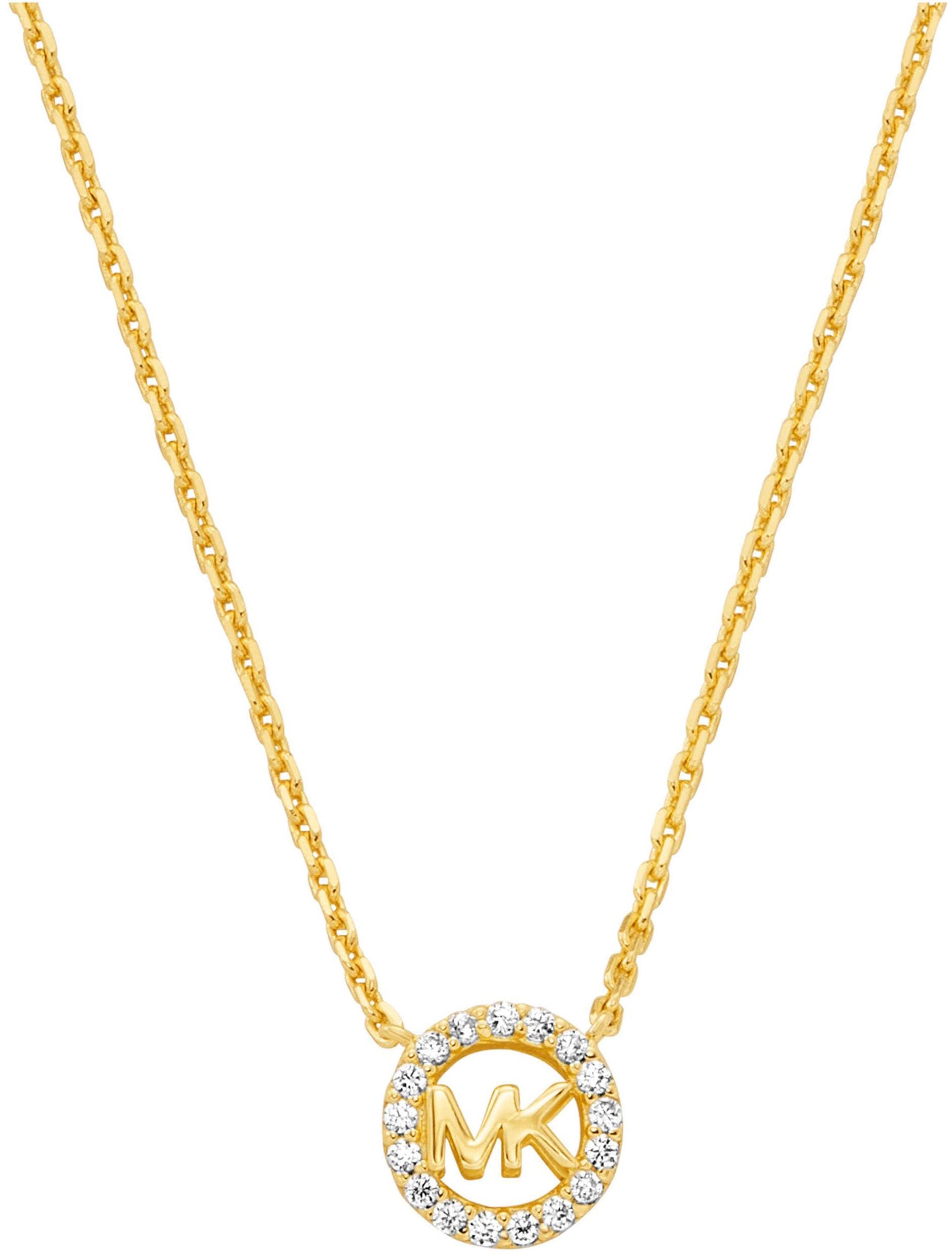 Kette Mit AnhäNger Michael Kors "Schmuck Geschenk Silber 925 Halsschmuck Premium", Gold (Gelbgoldfarben, Kristallweiß), Halsketten, Damen, Silber 925 (Sterlingsilber), L: 43, Glitzernd, Mit Zirkonia (Synth.)