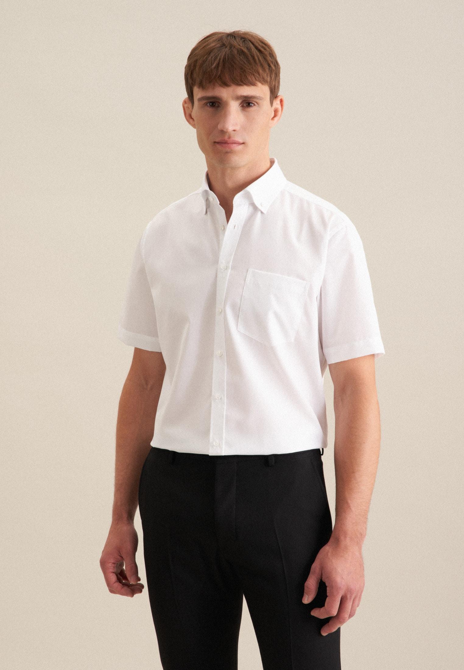 Businesshemd Seidensticker "Schwarze Rose", Herren, Gr. Xl (44), Normale ÄRmelläNgen, Weiß, 100% Baumwolle, Unifarben, Regular Fit, Gerader Abschluss, Hemden, Regular 1/2 Button-Down-Kragen Uni