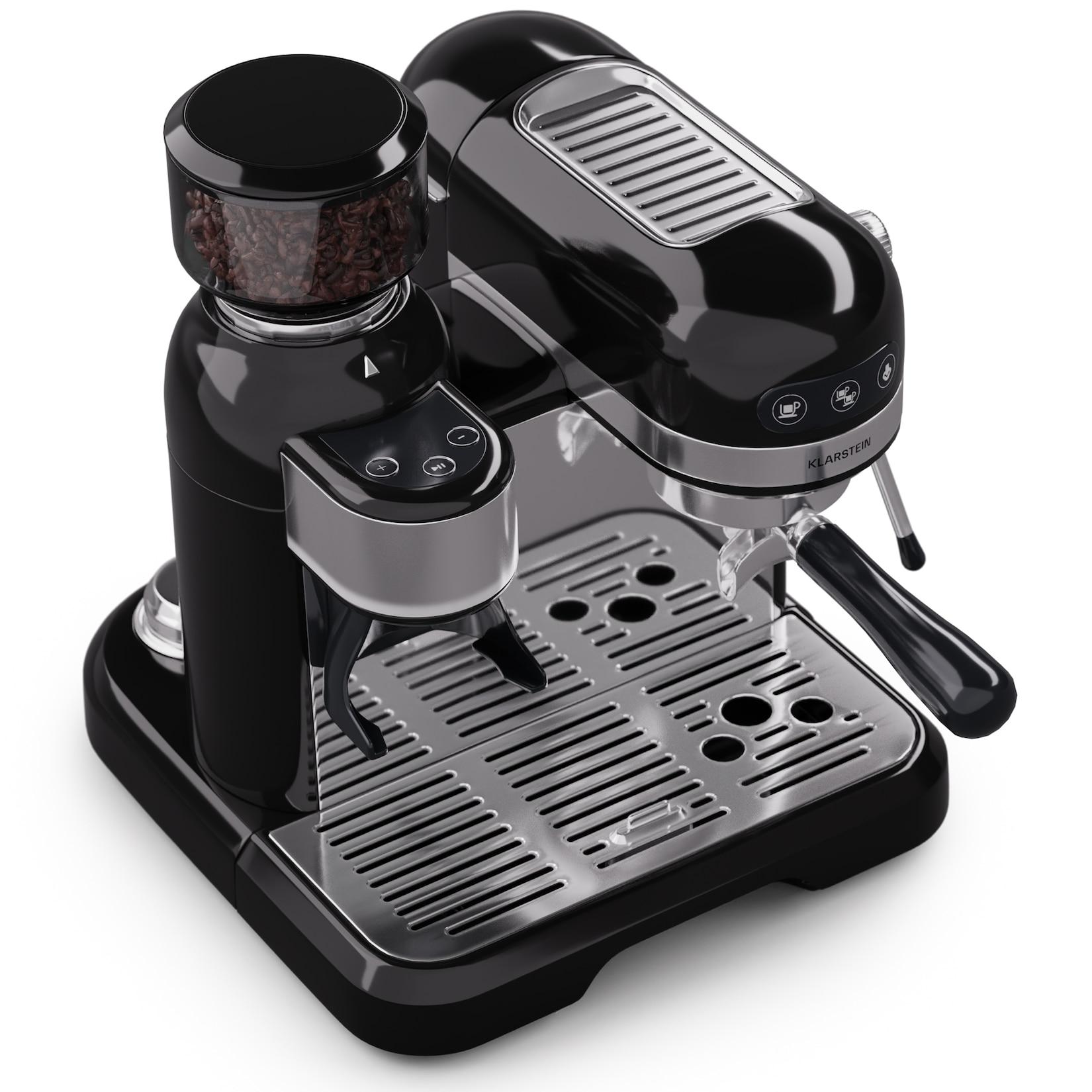 Klarstein Bella Café Espressomaschine inkl. Mahlwerk 1550W 20 bar 1,4 l Schwarz