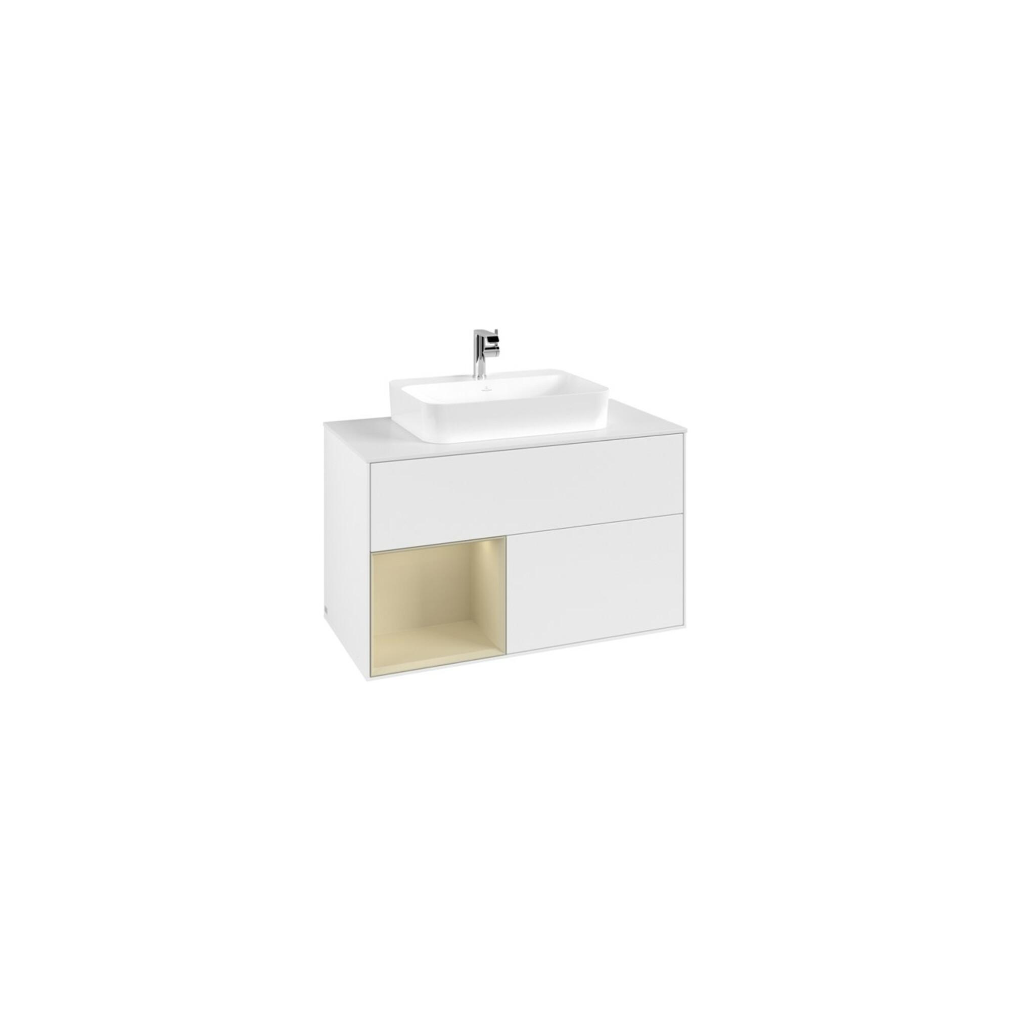 V&B Waschtischunterschrank Finion 100, Pl W M, Rg L Si Gr M Lac, Wh. M Lac ; Villeroy & Boch (F361HJMT)