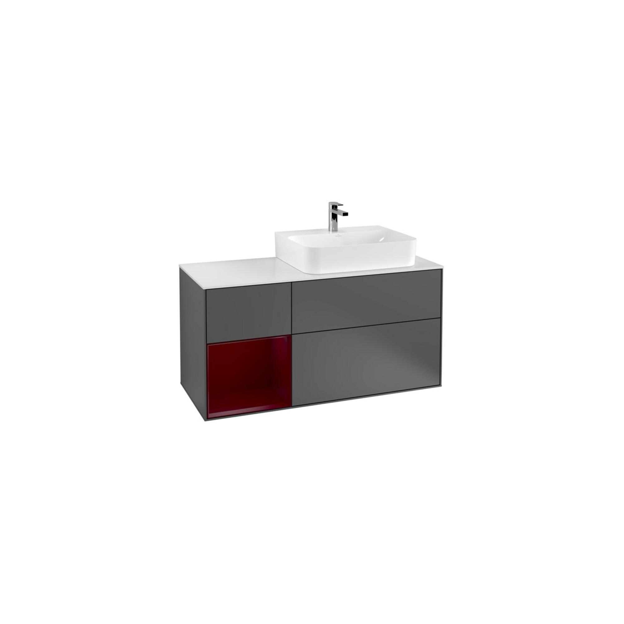 V&B Waschtischunterschrank Abdeckplatte Gl. Wh. M Finion 120Cm, Reg Links Peony, Anthracite Matt ; Villeroy & Boch (F141HBGK)