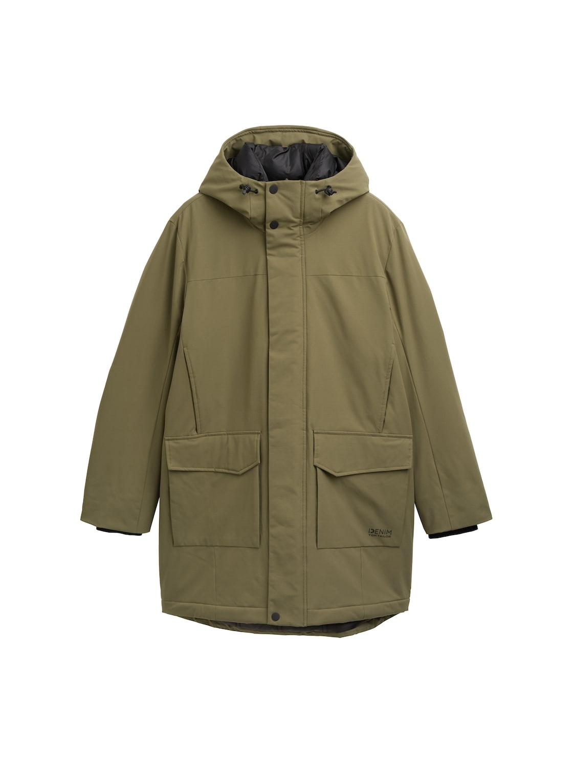Tom Tailor Denim Herren Parka Mit Wasserabweisender Funktion, GrüN, Uni, Gr. M