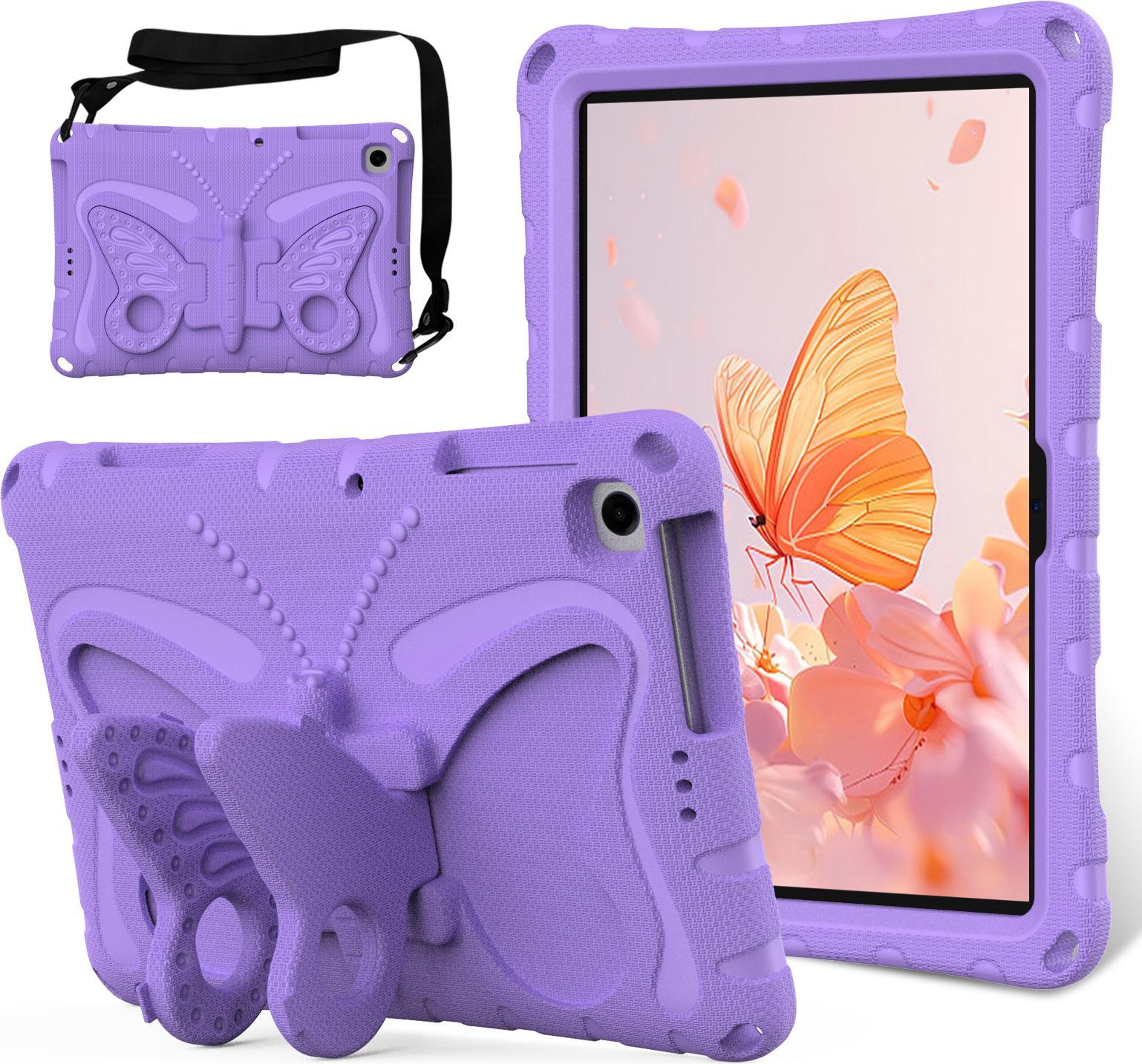 Custodia Per Bambini Per Huawei Matepad Se 10.1"/T10S 10.1""/T10 9.7""/Honor Pad X8/X8 Lite, Custodia Leggera In Eva Anti-Shock Con Tracolla E Supporto A Farfalla Viola"