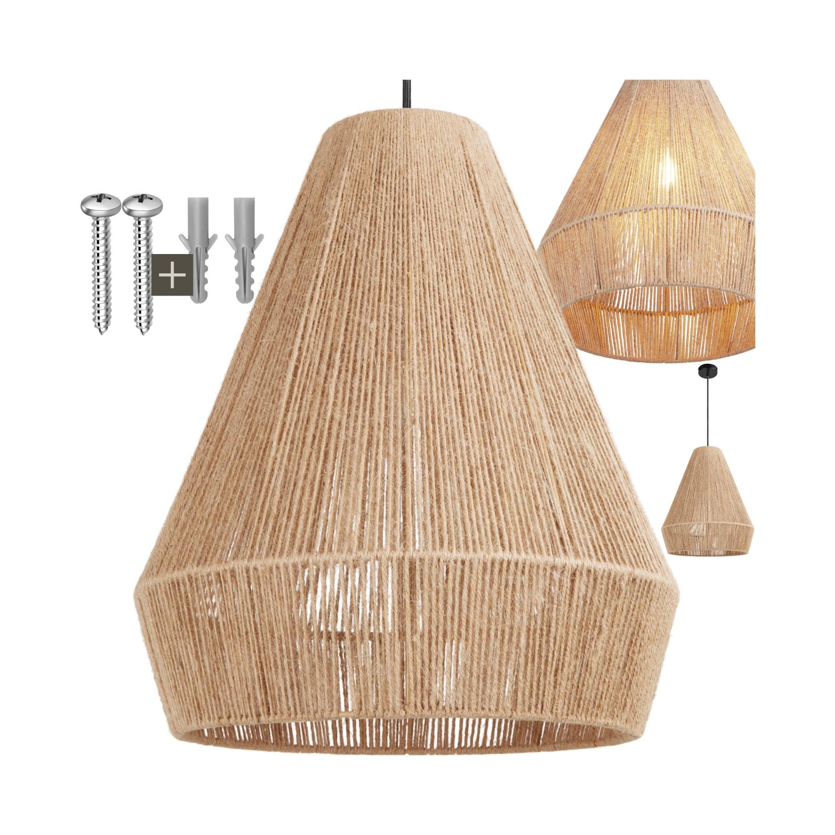 tectake® Pendelleuchte, Boho-Stil, Wickeltechnik, 40 W, Stahlgestell, 40,5 x 47 cm