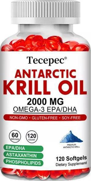 Olio Di Krill Antartico 2000Mg (120 Capsule) Integratore Alimentare, Cuore, Articolazioni, Ossa, Cervello