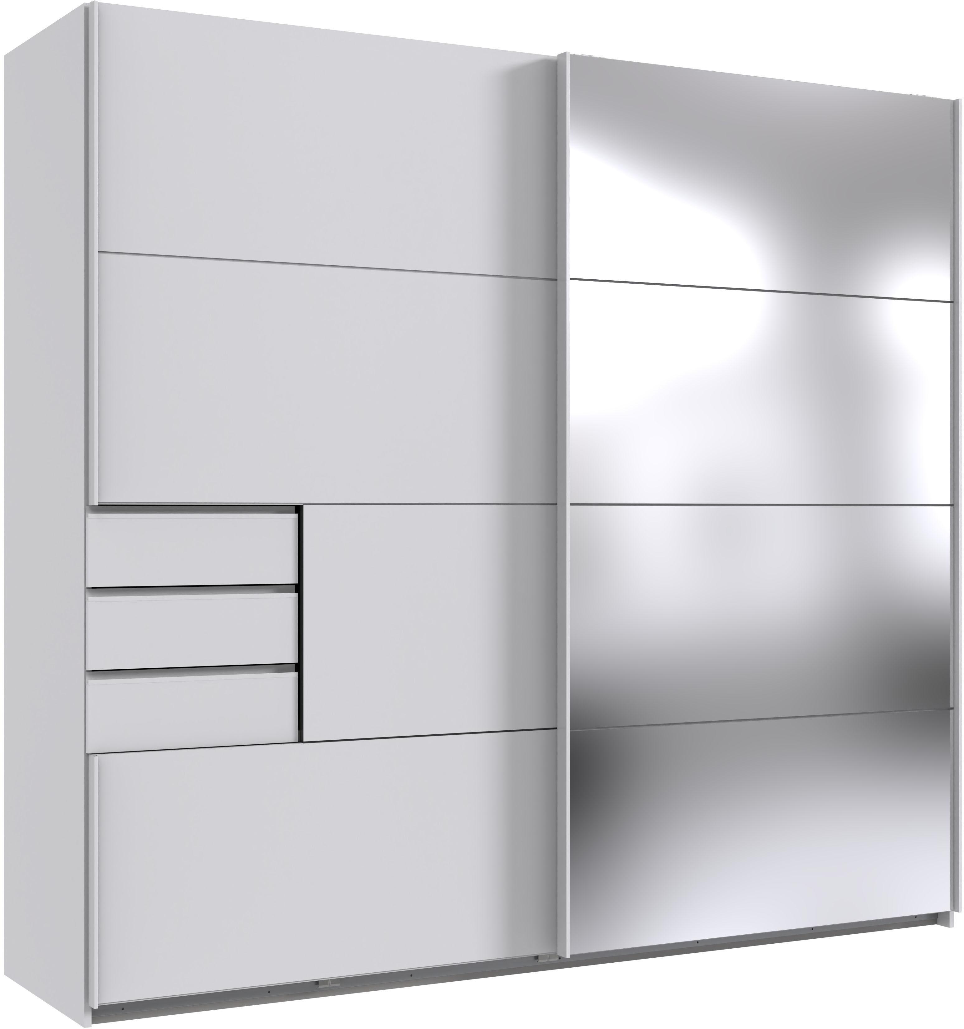 SchwebetüRenschrank Wimex "Saigon", Weiß (Weiß, Weiß), B:225Cm H:208Cm T:64Cm, Holzwerkstoff, SchräNke, SchwebetüRenschrank, Mit SpiegeltüR, 2 TüRen, 225Cm Breit