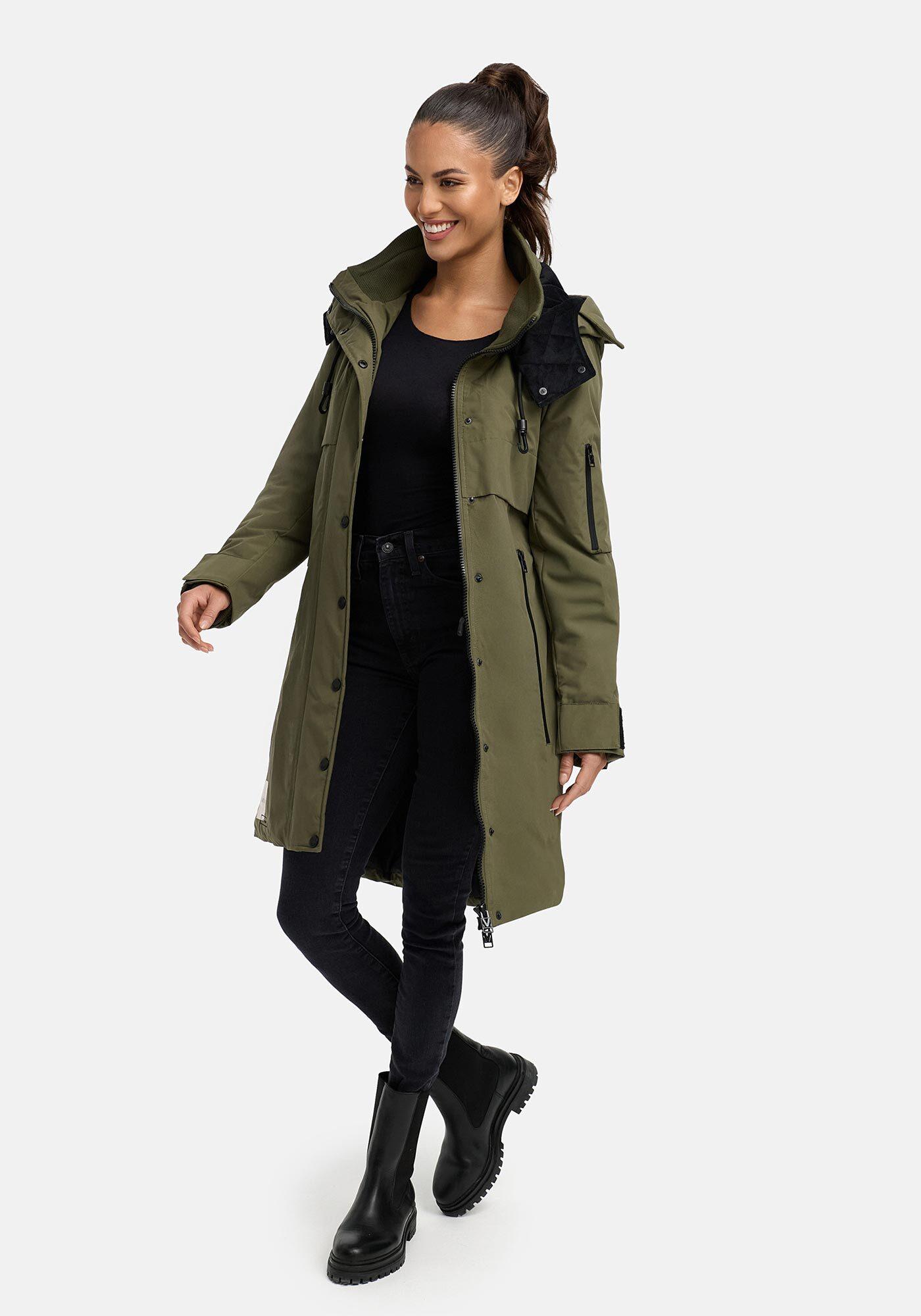 Winterjacke Marikoo "Anoukaa", Damen, Gr. S, GrüN (Olive Forest), Obermaterial: 100% Polyester. Futter: 100% Polyester. Wattierung: 100% Polyester. ÄRmelfutter: 100% Polyester, Jacken Winterjacke, Langer Parka Mit Abnehmbarer Kapuze