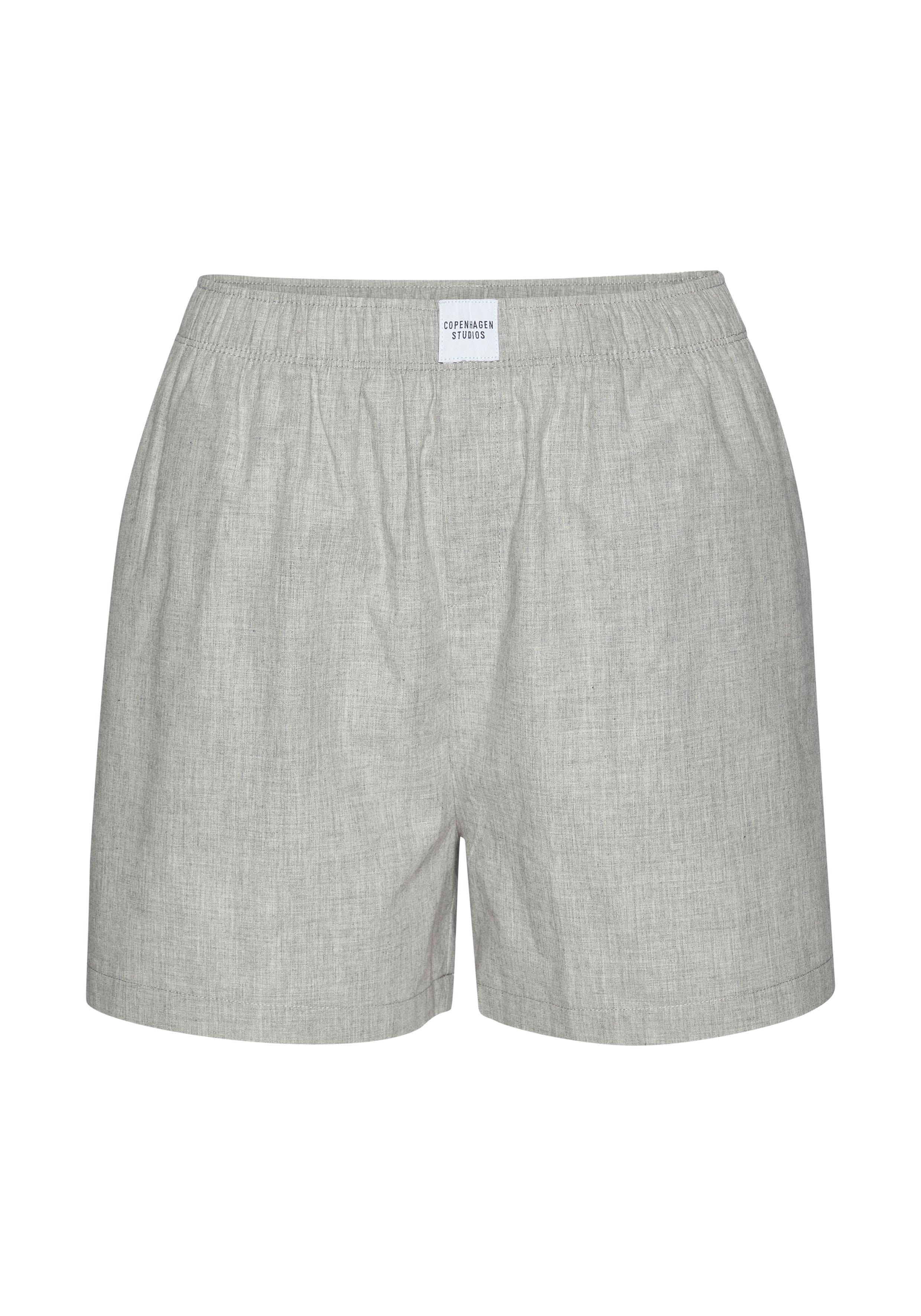 Pyjamashorts Copenhagen Studios, Damen, Gr. 40, N-Gr, Grau, Web, Obermaterial: 100% Baumwolle, Unifarben, Loose Fit Kurz, Hosen, Aus Fein Gewebter Baumwoll-QualitäT