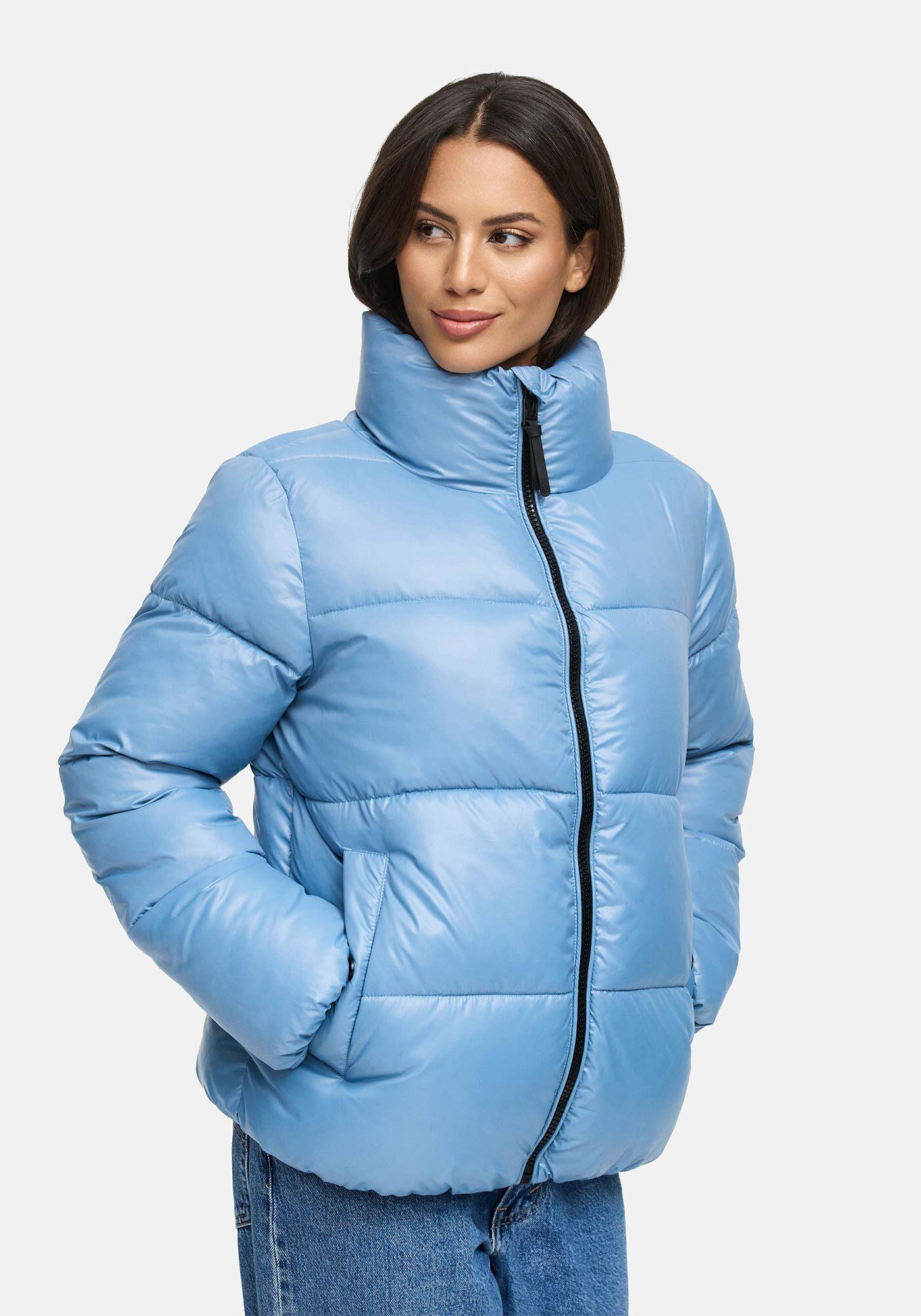 Winterjacke Marikoo "Hazalee", Damen, Gr. M, Powder Blau, Obermaterial: 100% Polyester. Futter: 100% Polyester. Wattierung: 100% Polyester. ÄRmelfutter: 100% Polyester, Jacken Winterjacke, Mit Leicht GläZendem Obermaterial Und Hohem Kragen
