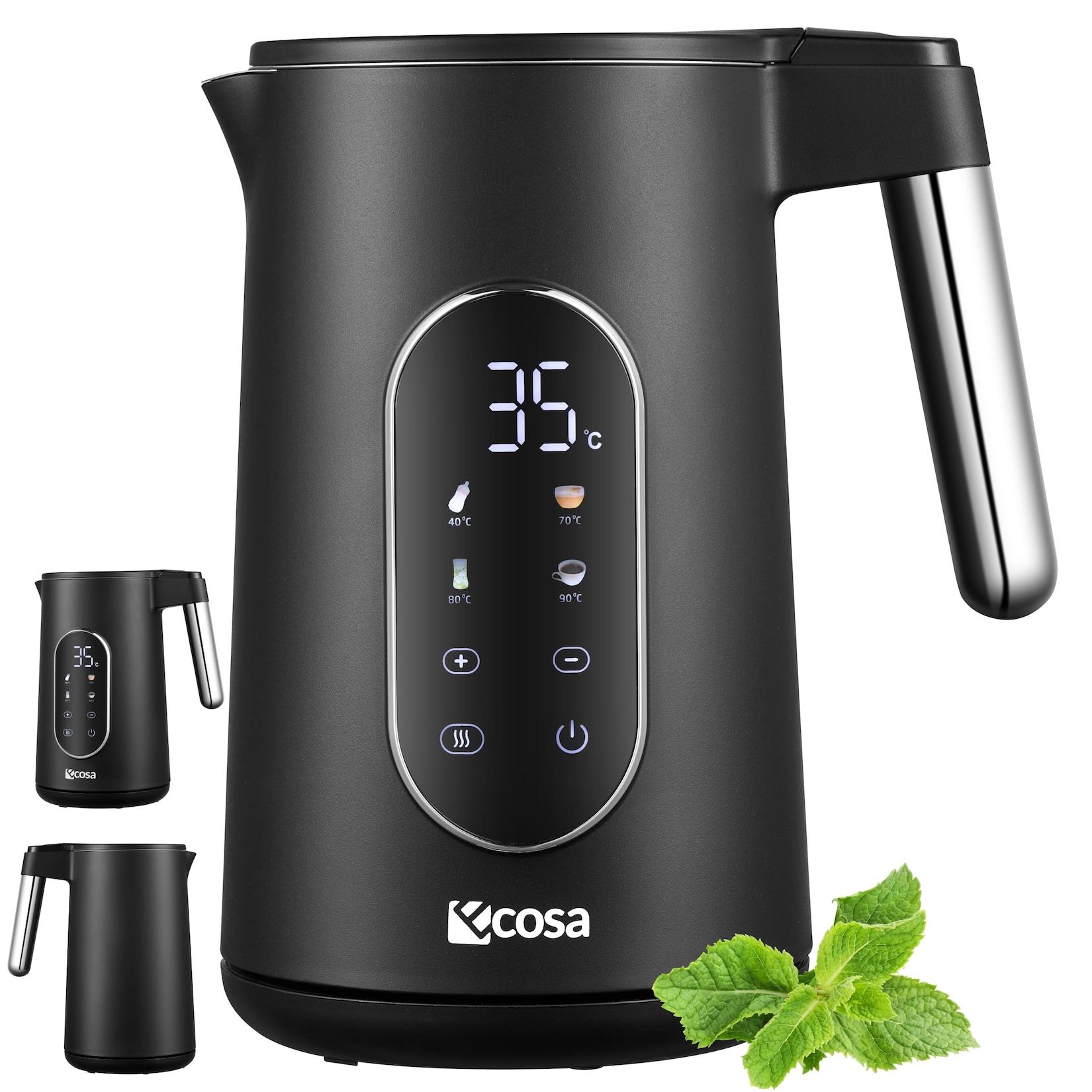 Ecosa Edelstahl Wasserkocher m. Temperatureinstellung Warmhaltefunktion 1.7L