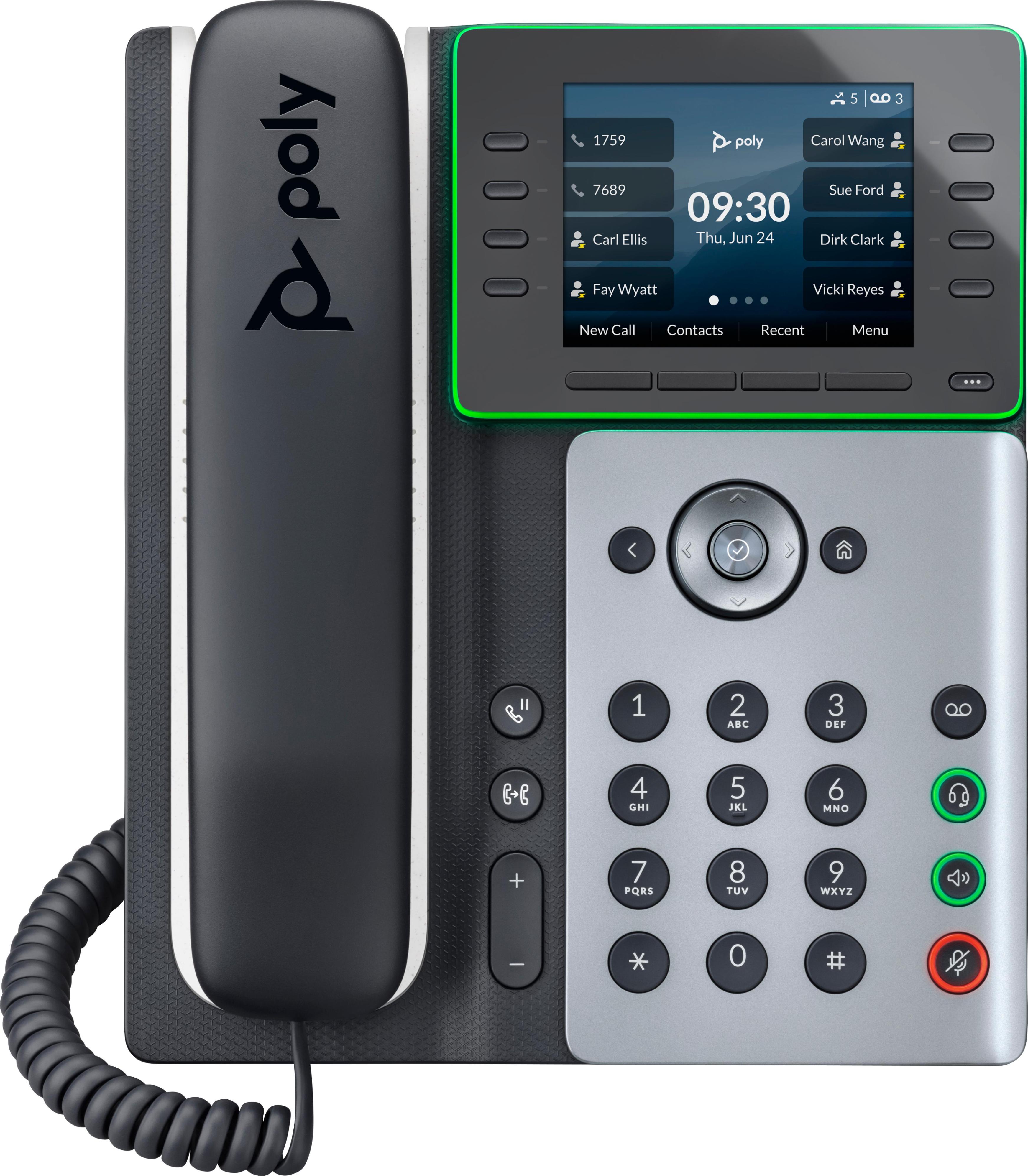 Telefono Ip Poly Edge E350 E Compatibile Con Poe, Telefono Ip, Nero, Cornetta Con Filo, 8 Linee, Ips, 8,89 Cm (3,5")"