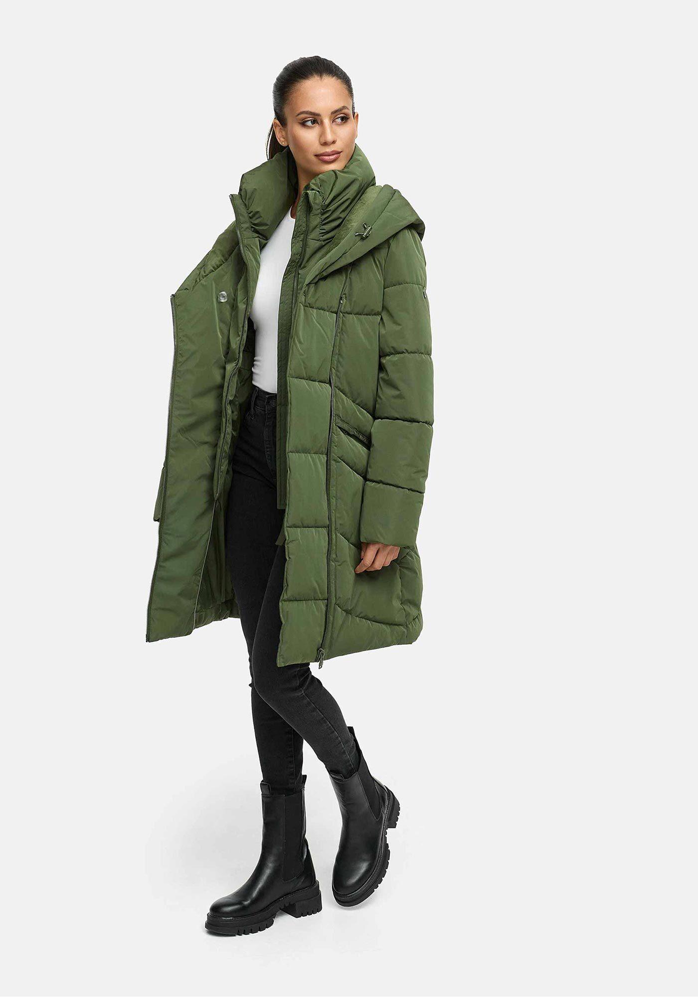 Winterjacke Marikoo "Virenaa", Damen, Gr. S, Pine Olive, Obermaterial: 100% Polyester. Futter: 95% Polyester, 5% Elasthan. Wattierung: 100% Polyester. ÄRmelfutter: 100% Polyester, Jacken Winterjacke, Mit Extra Hohem Kragen Und Warmem Fleecefutter