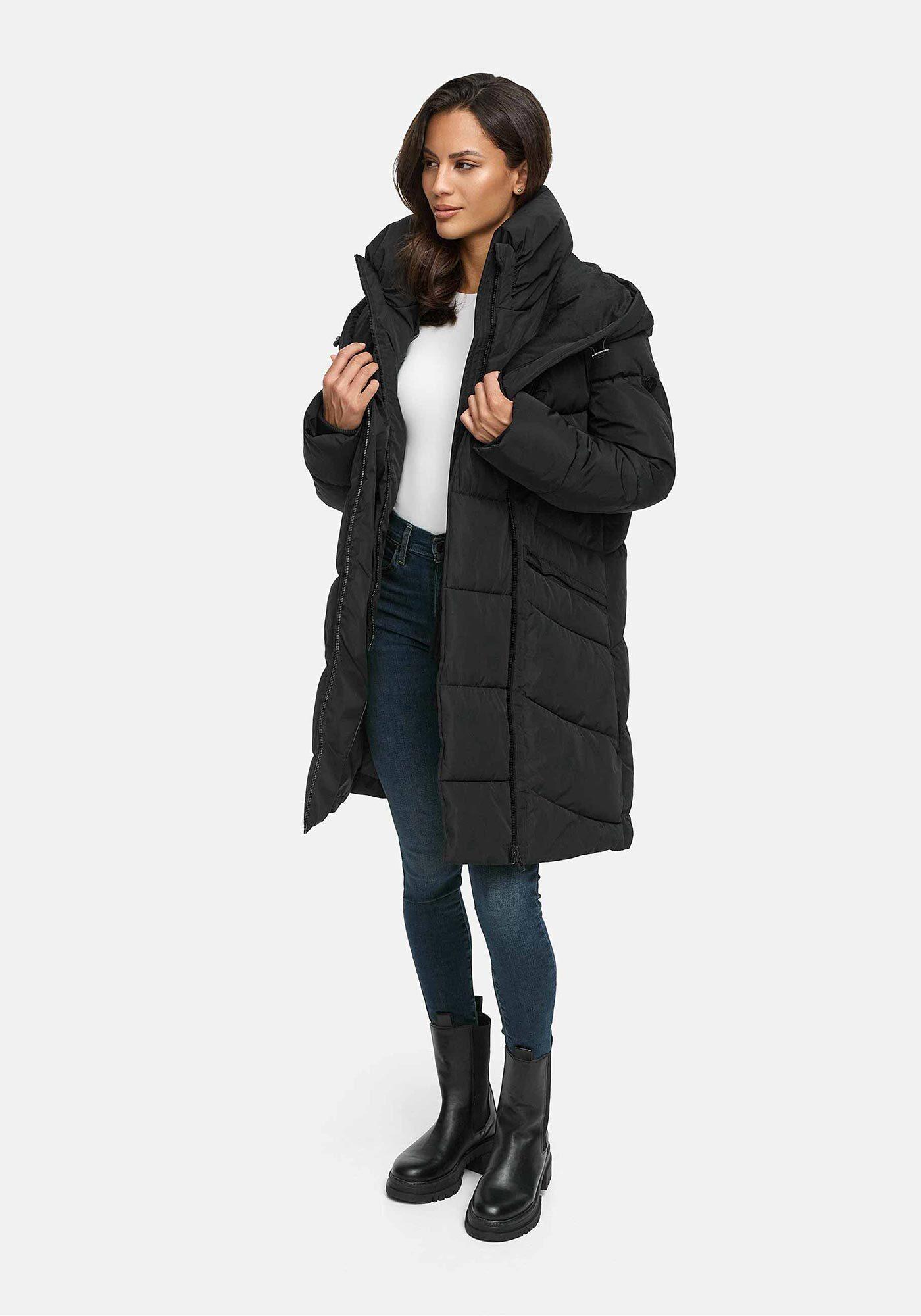 Winterjacke Marikoo "Virenaa", Damen, Gr. L, Schwarz, Obermaterial: 100% Polyester. Futter: 95% Polyester, 5% Elasthan. Wattierung: 100% Polyester. ÄRmelfutter: 100% Polyester, Jacken Winterjacke, Mit Extra Hohem Kragen Und Warmem Fleecefutter