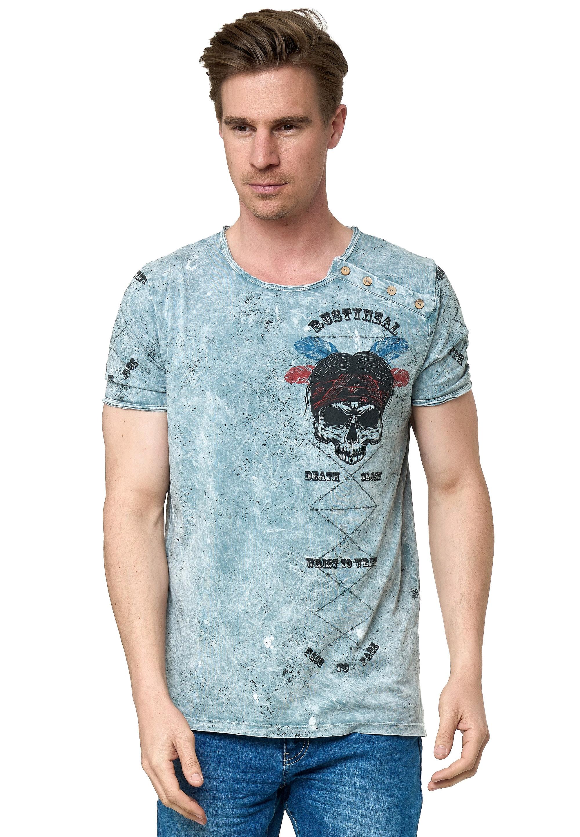 T-Shirt Rusty Neal, Jungen, Gr. Xl, Grau, 100% Baumwolle, Bedruckt, Normal, Rundhals, Shirts T-Shirt, Mit Verwaschenem Print