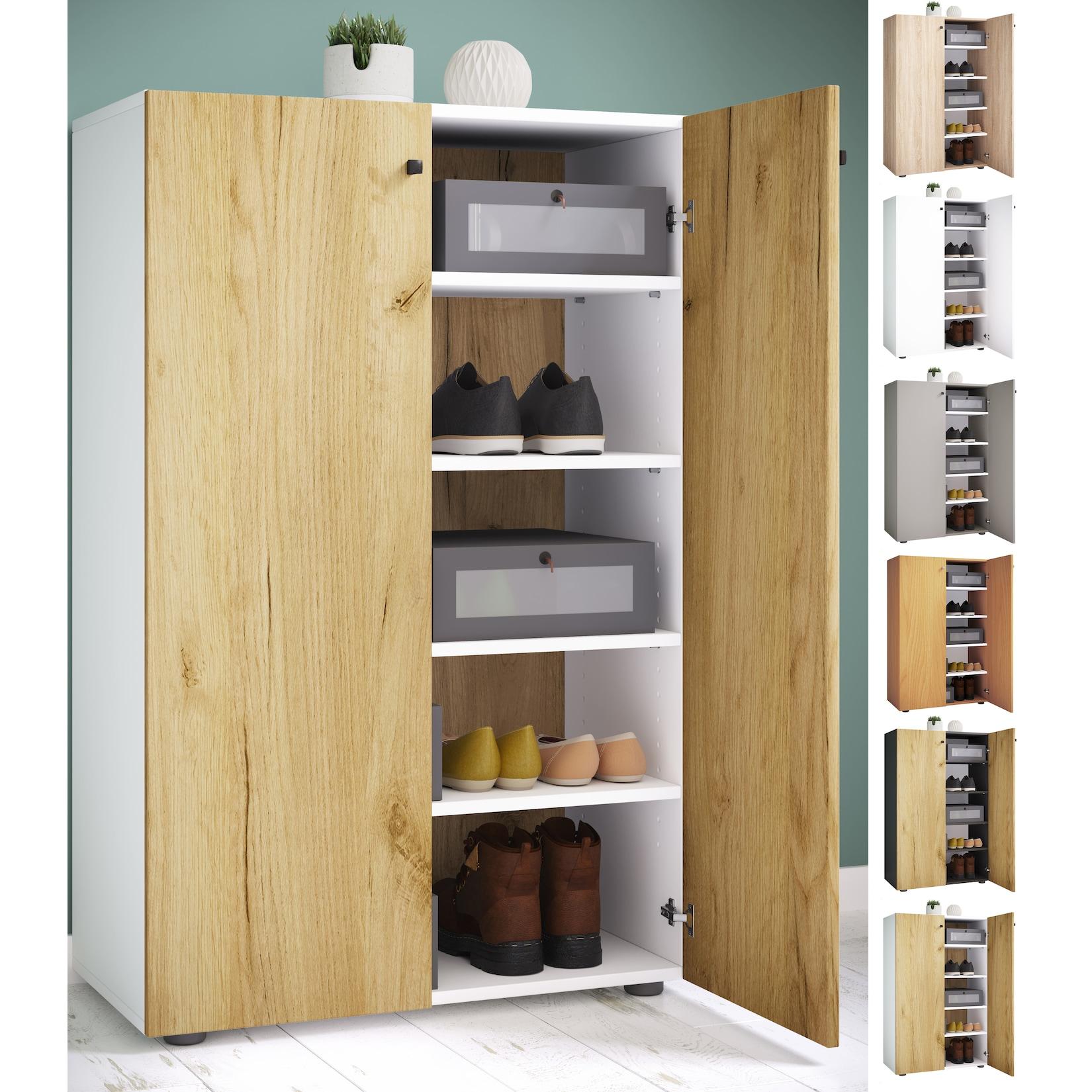 Vcm Holz-Schuhschrank MaßE: H. 110 X B. 70 X T. 39 Cm Allzweckschrank 5 FäCher 2 DrehtüRen– Lona