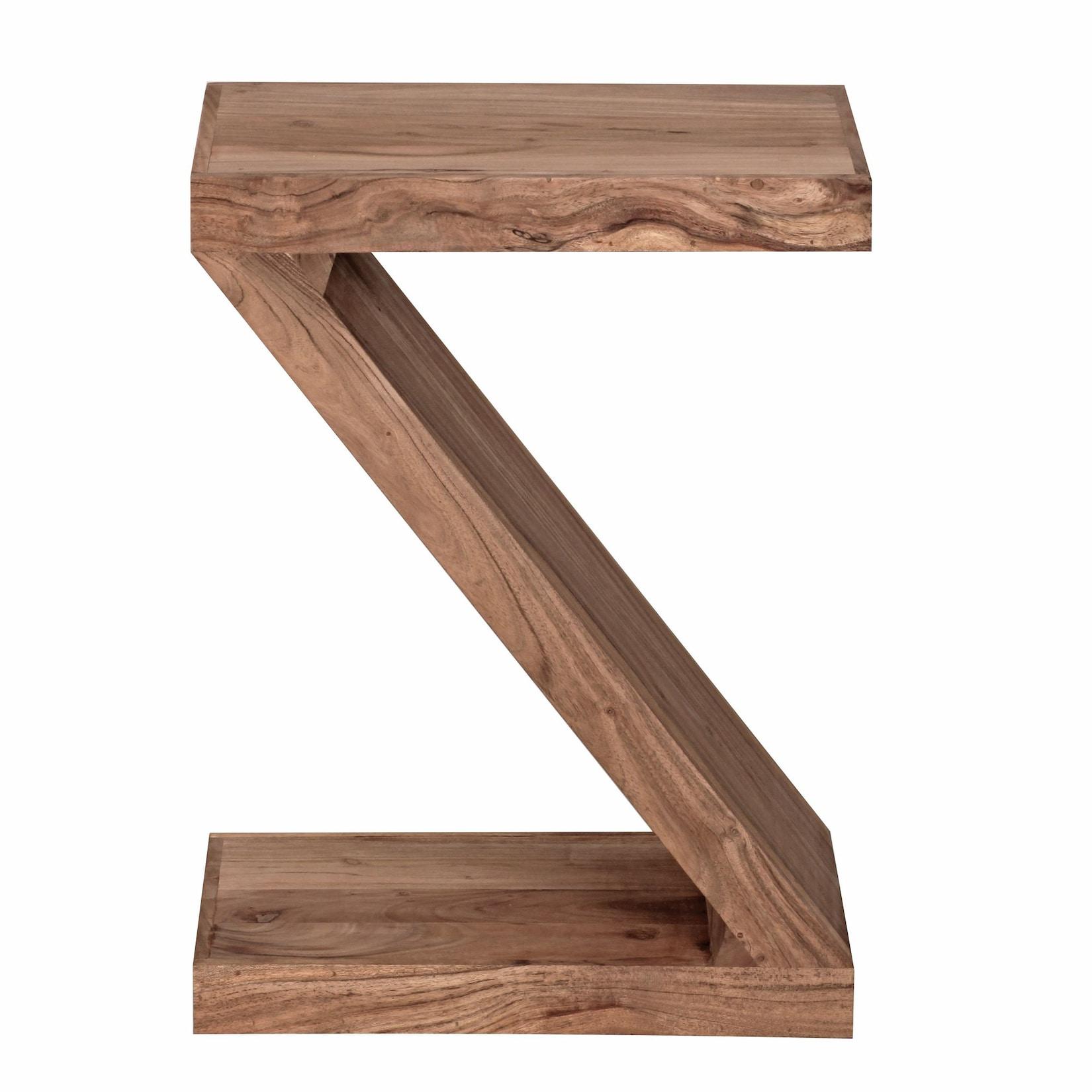 Kadima Design Beistelltisch "Z" Cube: Akazie/Sheesham, Z-Form, 44X59X30 Cm, Handgefertigt, Vielseitig Nutzbar.