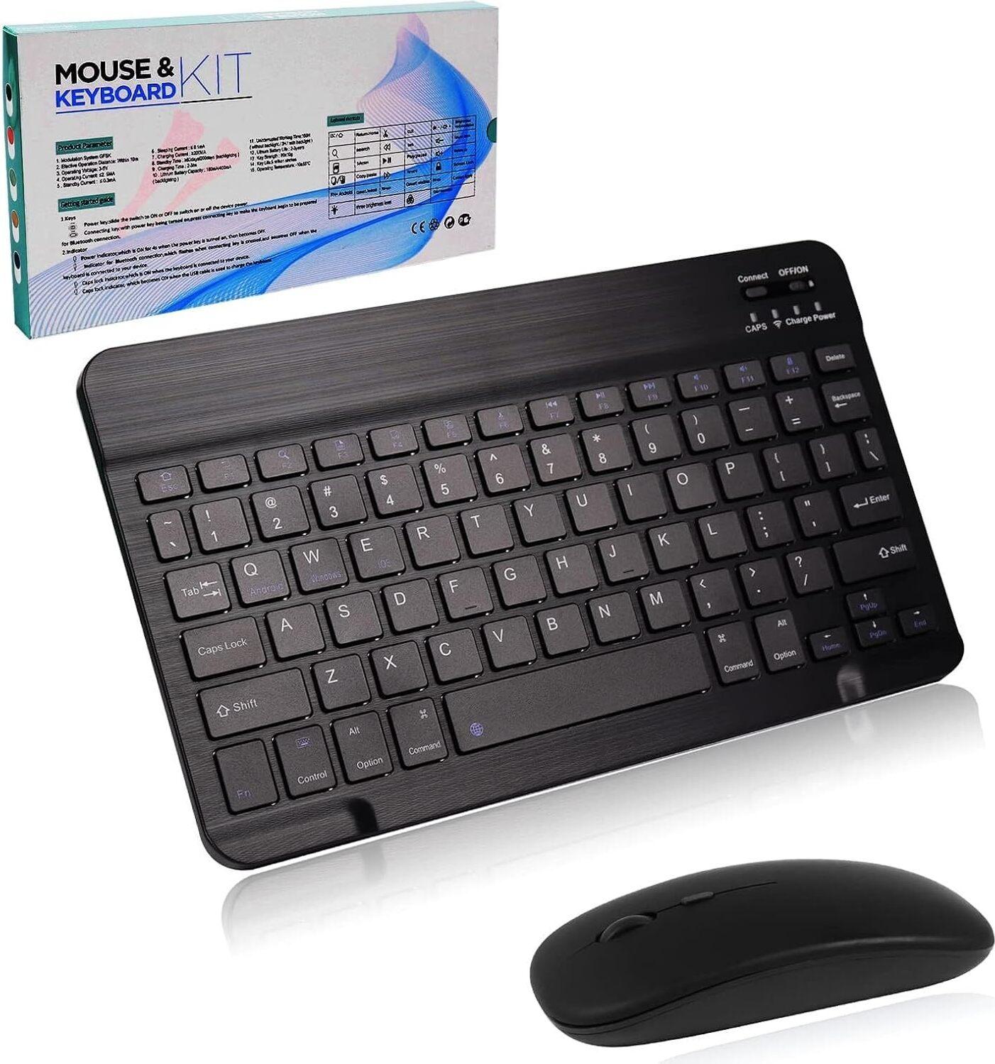Tastiera Wireless, Set Di Tastiere Con Mouse, Tastiera Wireless Con Mouse Mini Keyboard Ultra-Thin Wireless Keyboard Mouse Set Per Ipad, Mac, Pc, Laptop, Tablet