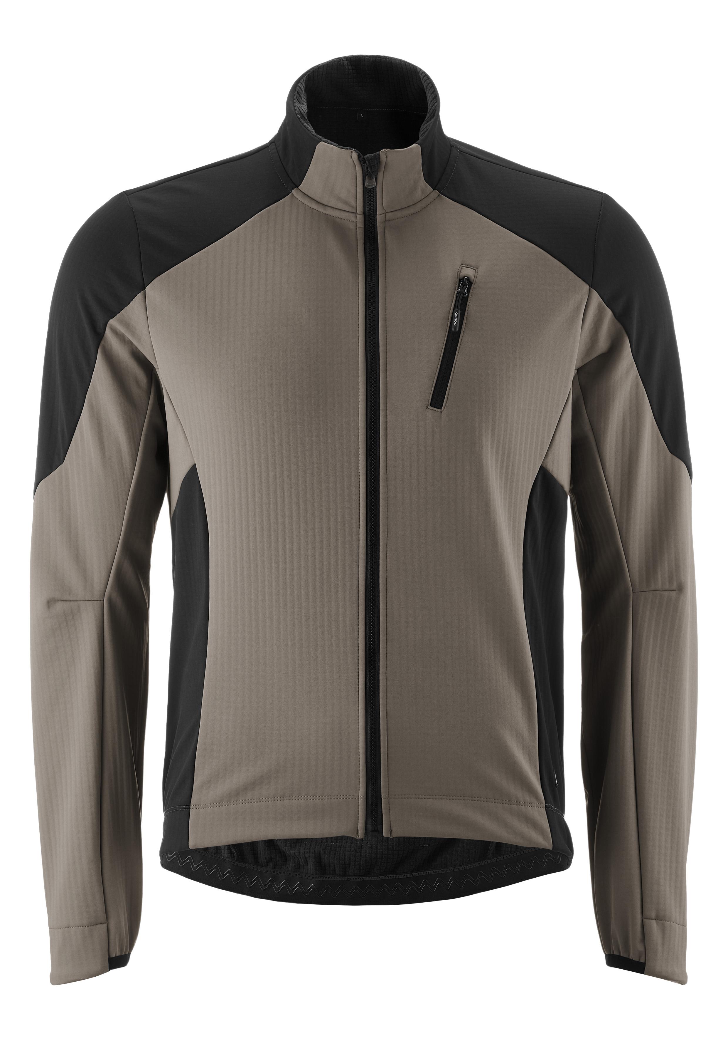 Fahrradjacke Gonso "Trail Jacket Softshell M", Herren, Gr. 3XL, Grau (Terragrau), 100% Polyester, Rundhals, Jacken Fahrradjacke, Wasserabweisend, StrapazierfäHig, Atmungsaktiv